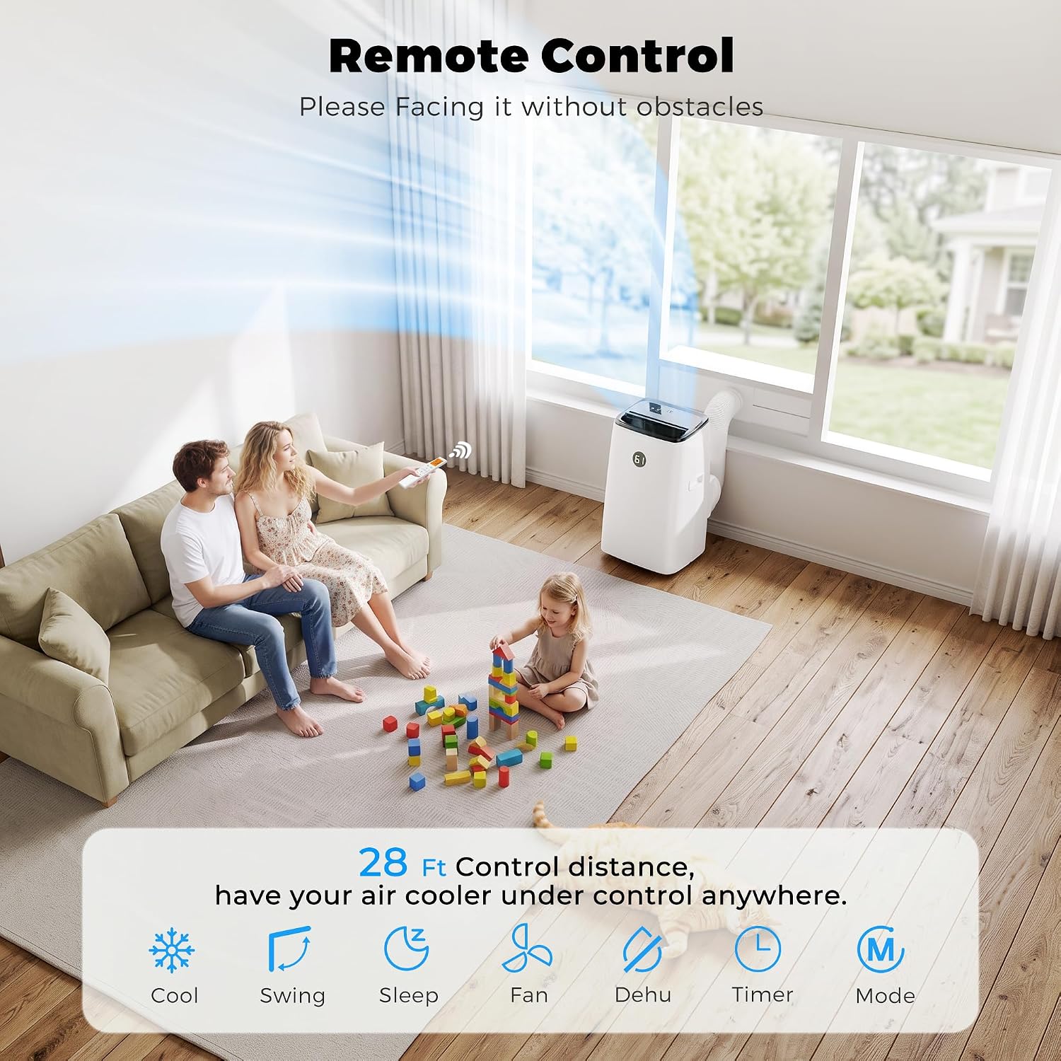 Detalle de HUMHOLD 14,000 BTU Portable Air Conditioner, 3-in-1 with Dehumidifier and Remote