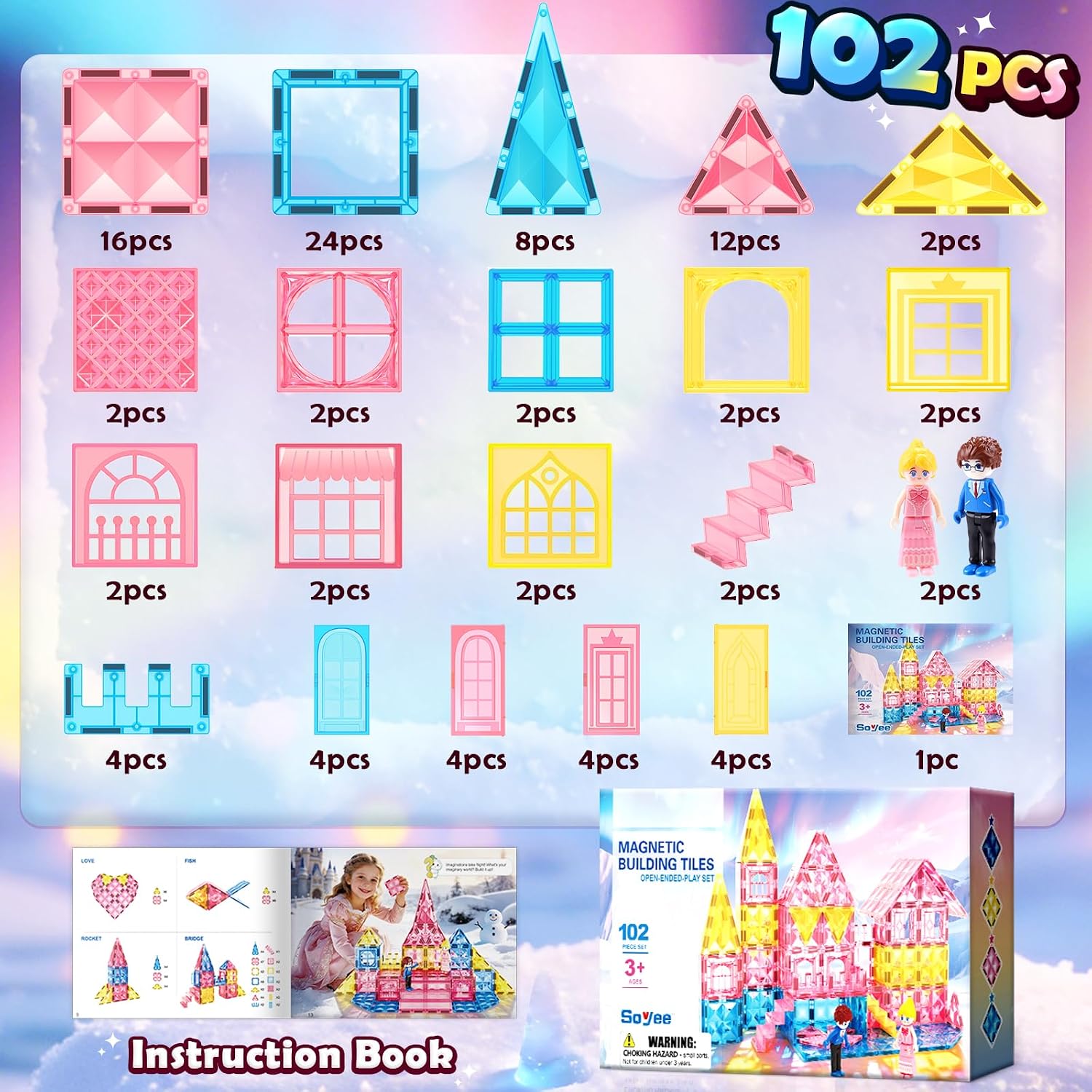Detalle 2 de Magnetic Tiles 102-Piece Castle Set