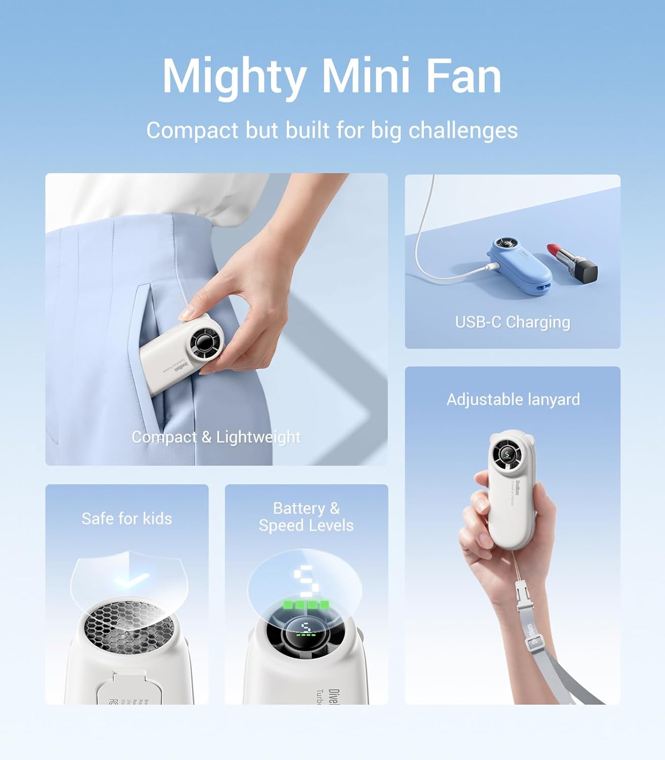 Detalle de Diveblues TurboBear handheld turbo fan 2000 mAh