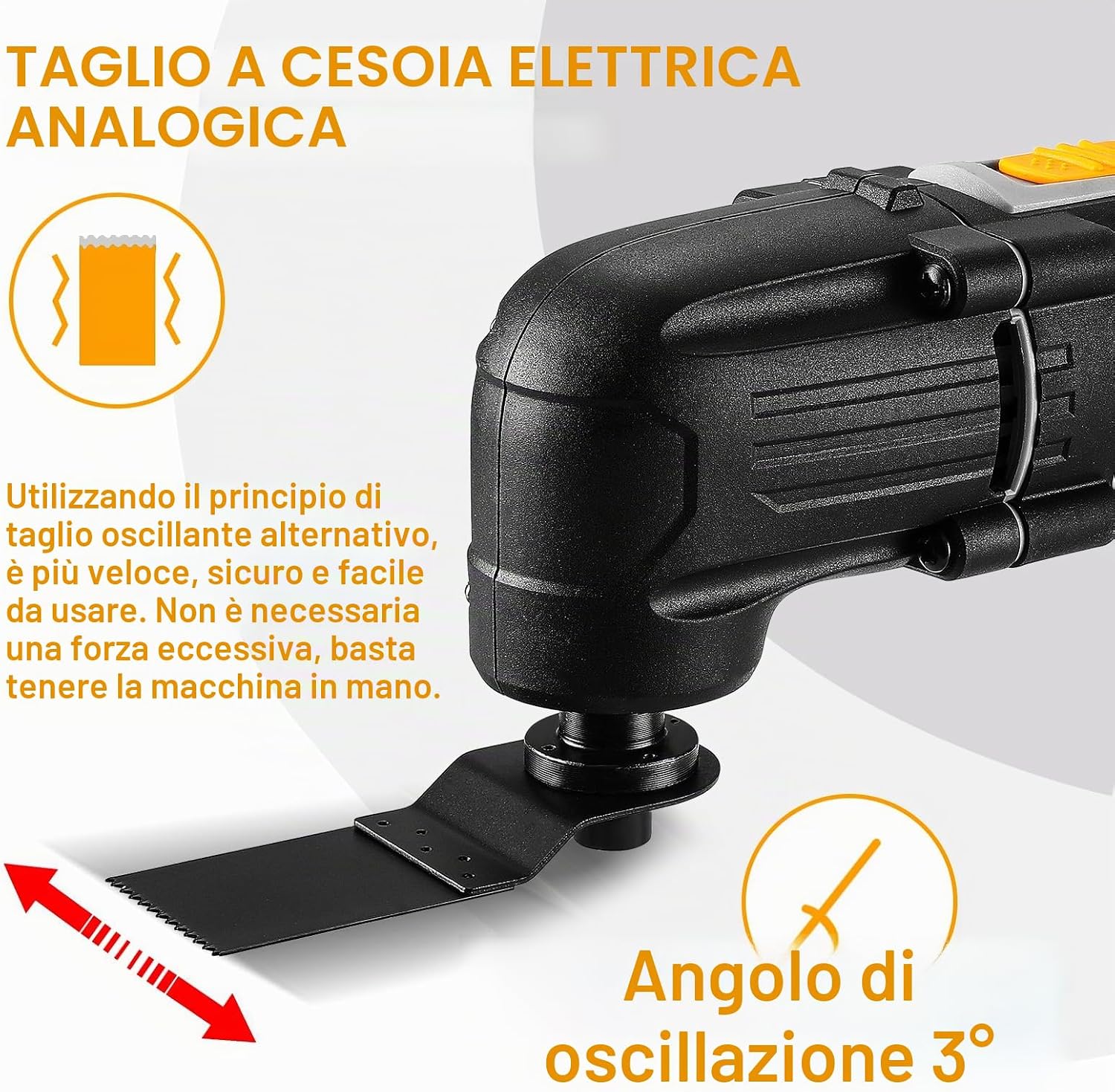 Thumbnail 3 de DEKOPRO 300W Utensile Multifunzione Oscillante: kit completo per taglio, raschiatura e levigatura