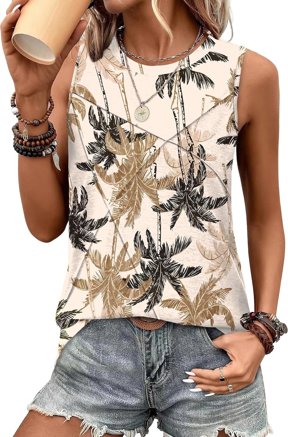 Thumbnail 5 de WIHOLL Women’s Loose-Fit Sleeveless Crew Neck Tank (Summer Layering Tank)
