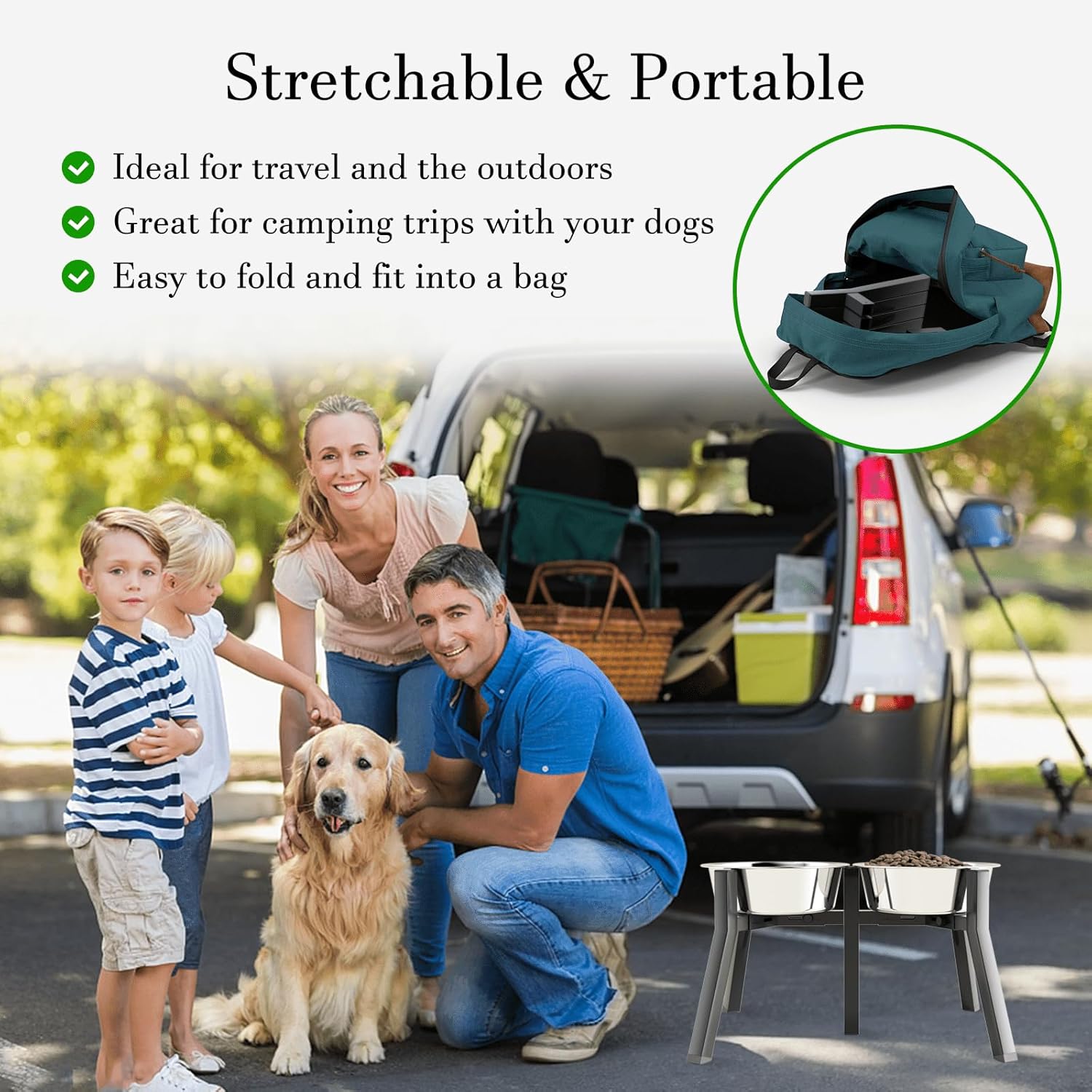 Detalle 2 de ADENGL supporto per ciotole rialzate per cani taglia media e grande, larghezza regolabile 18–27 cm