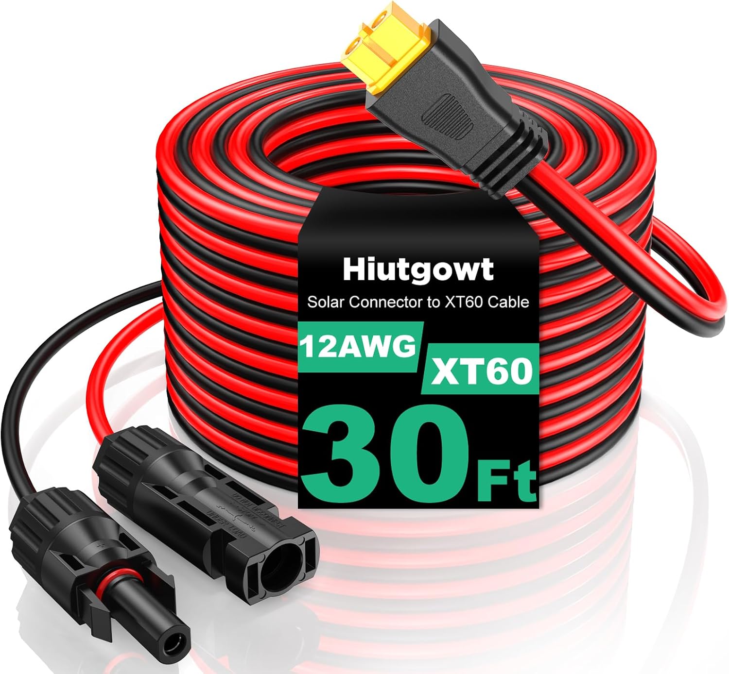 Detalle de Hiutgowt 12AWG XT60 30-Foot Solar Extension Cable with Tinned Copper Conductors