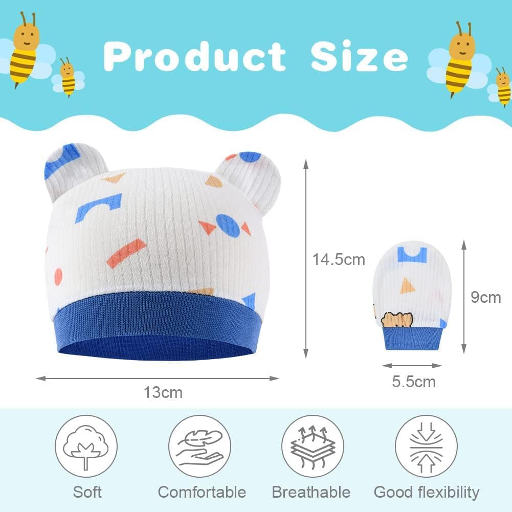 Thumbnail 1 de Ensemble bonnets de naissance et moufles de protection Aolso en coton (0-6 mois), unisexe, blanc