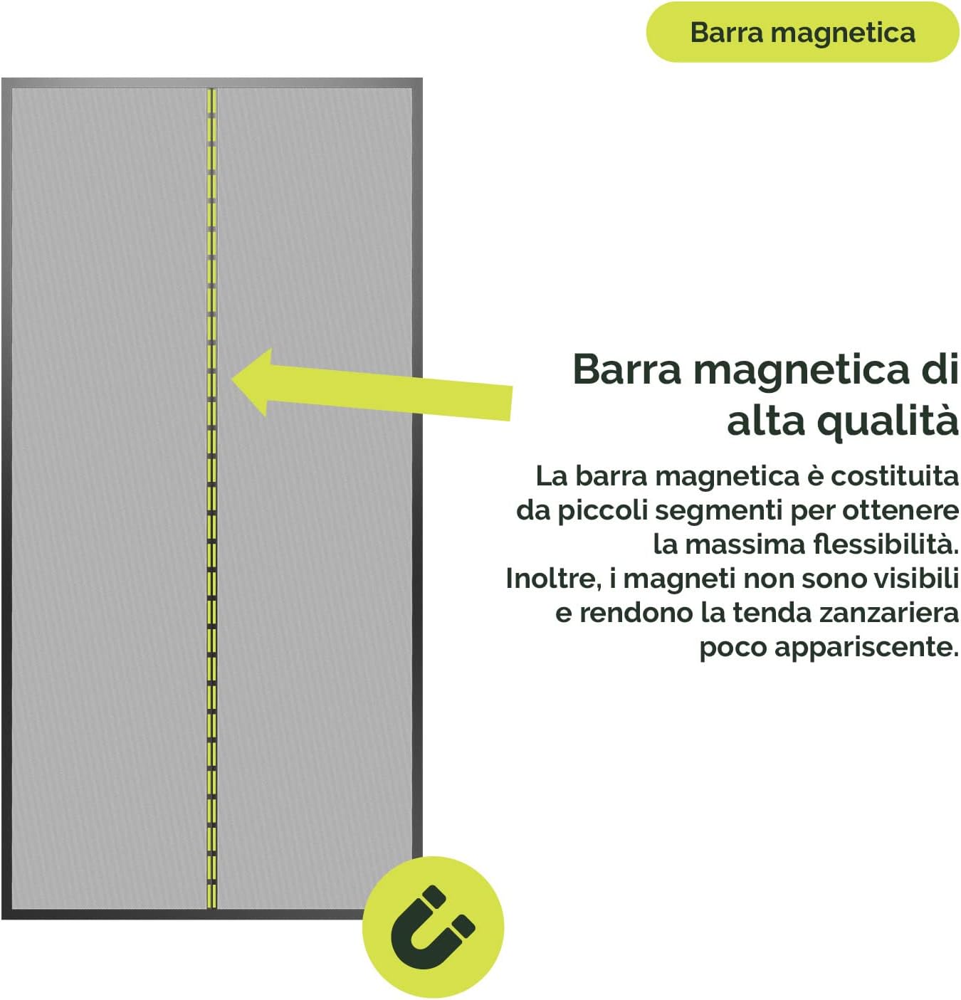 Detalle de Nematek Zanzariera magnetica per porte 120 x 240 cm — montaggio senza forare le pareti