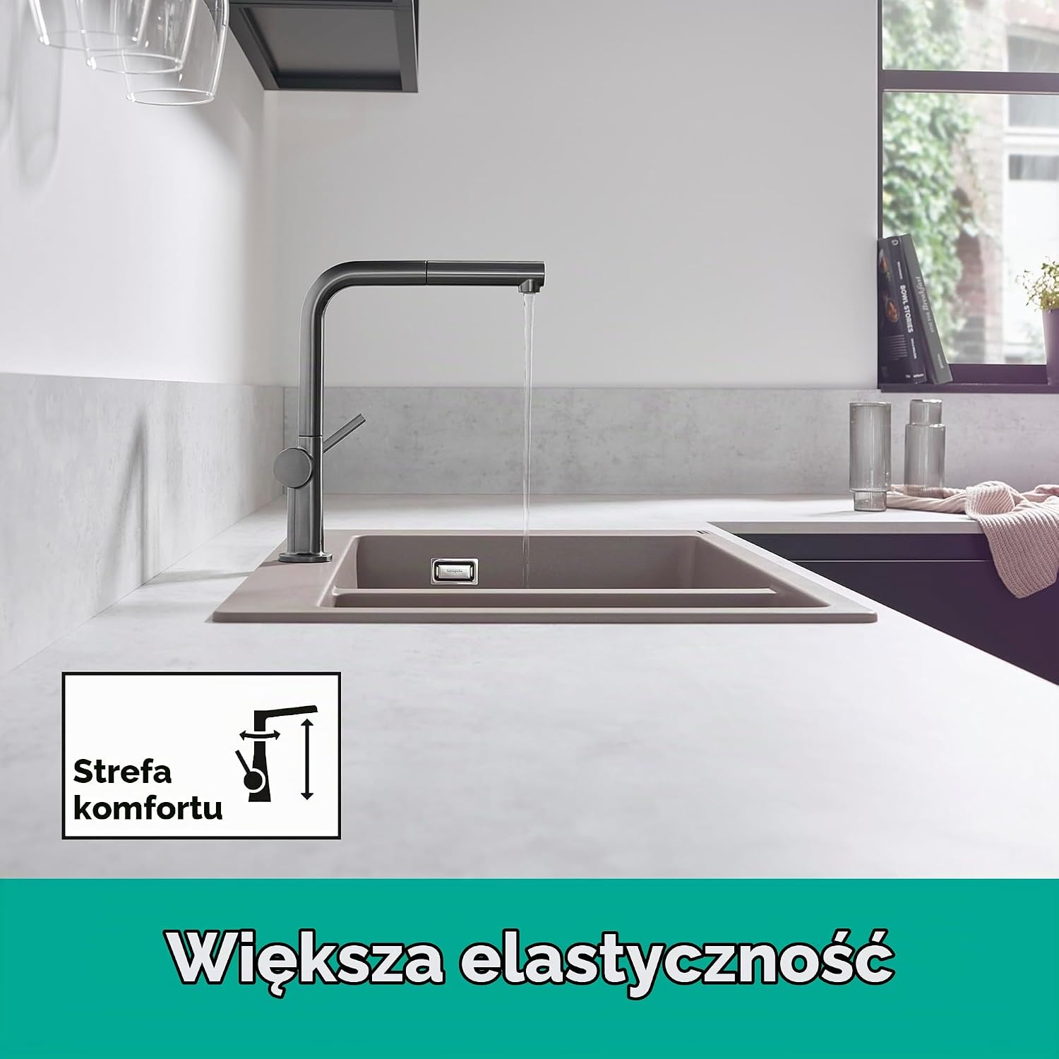 Detalle de hansgrohe Pulsify S Puro 24237140 – zestaw prysznicowy EcoSmart z termostatem