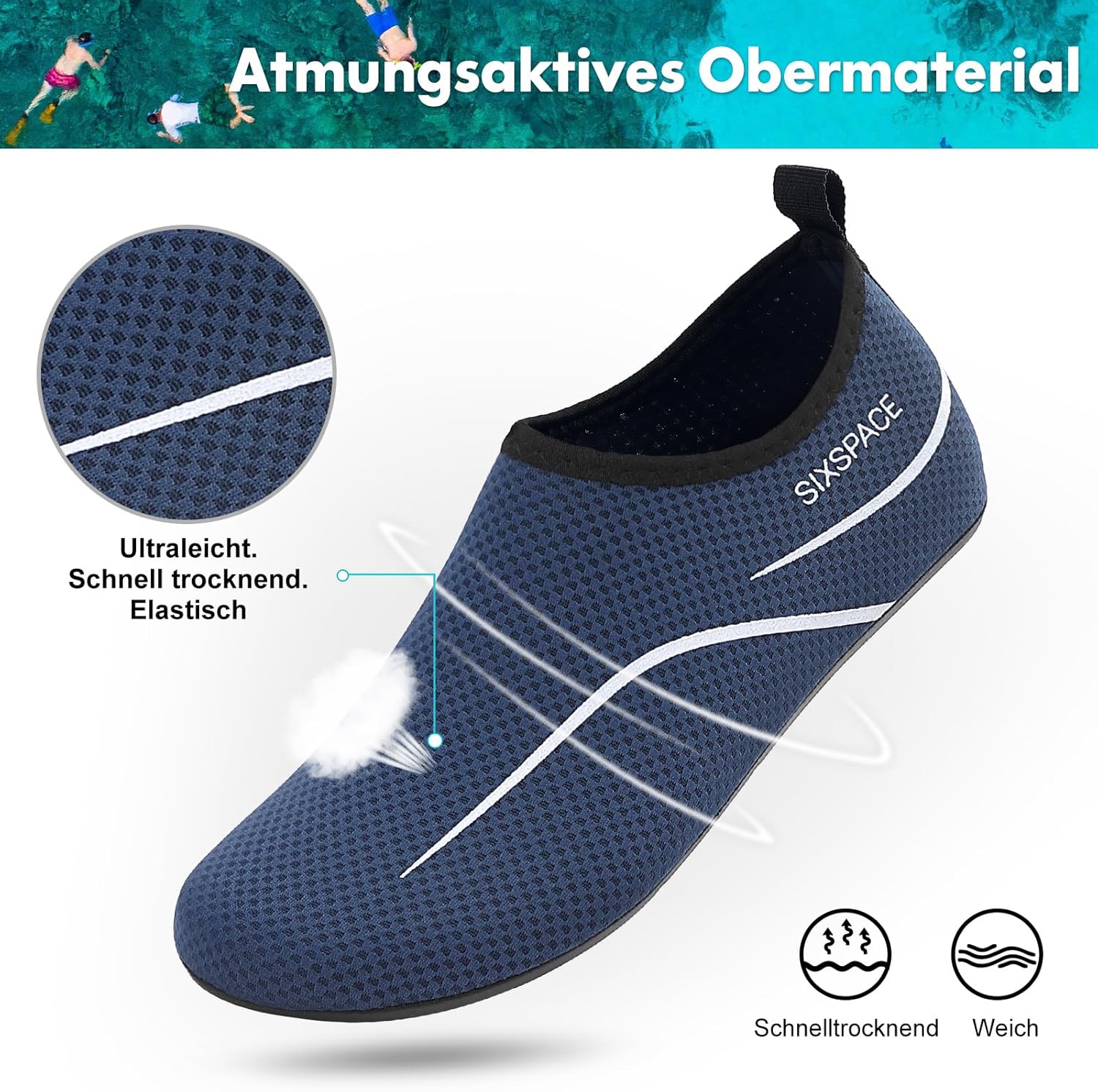 Thumbnail 3 de Sixspace Badeschuhe & Wasserschuhe für Damen und Herren, schnell trocknend, rutschfest (Gr. 34–47)