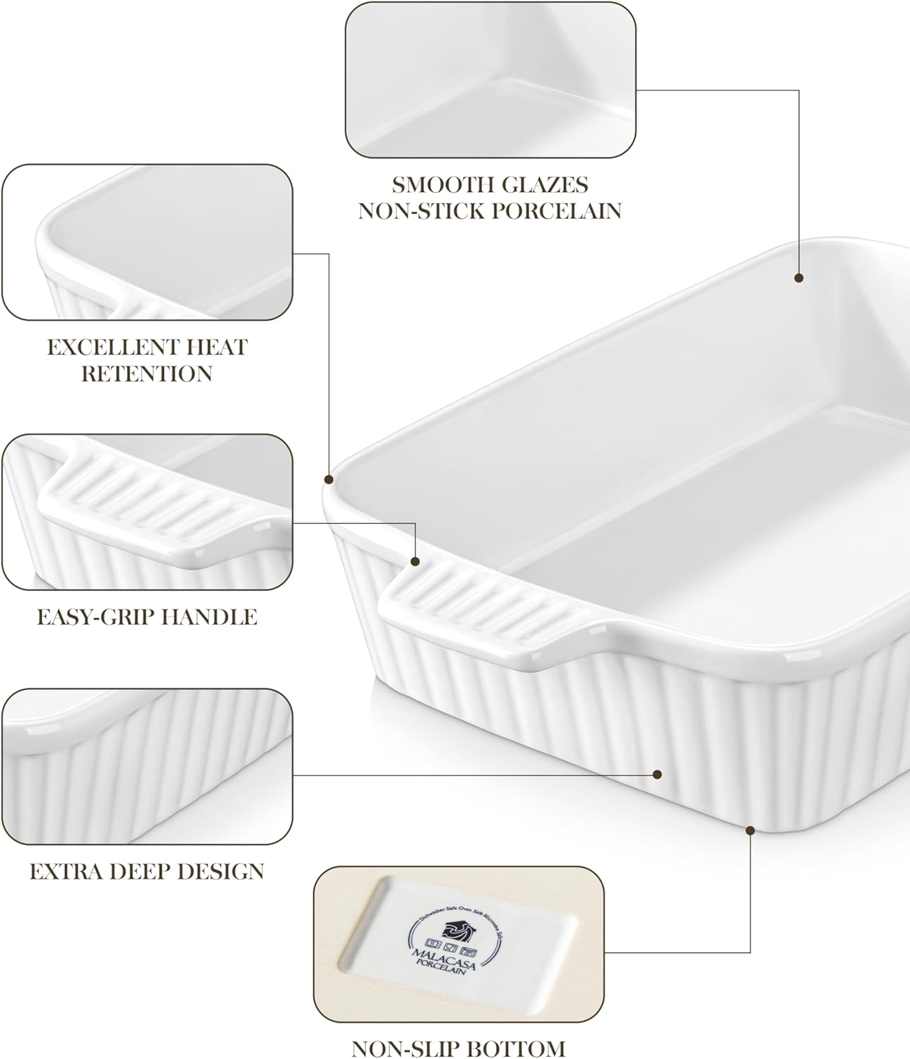 Thumbnail 4 de MALACASA BAKE-BAKE 9x13 Ceramic Baking Dish 4.4 QT 🍽