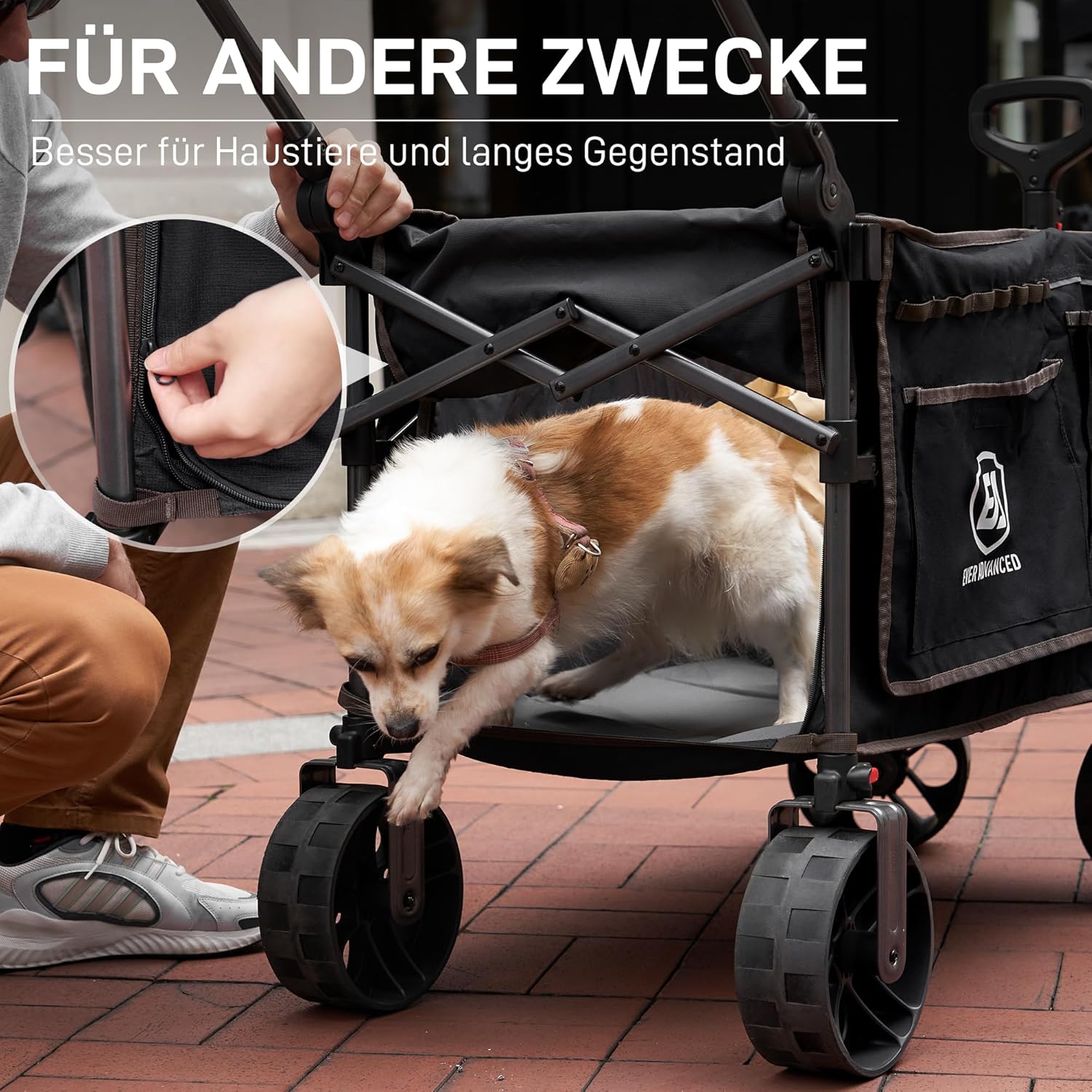 Thumbnail 6 de EVER ADVANCED XXL Bollerwagen faltbar (225 l) bis 150 kg mit Bremse, Dach & klappbarem Handwagen