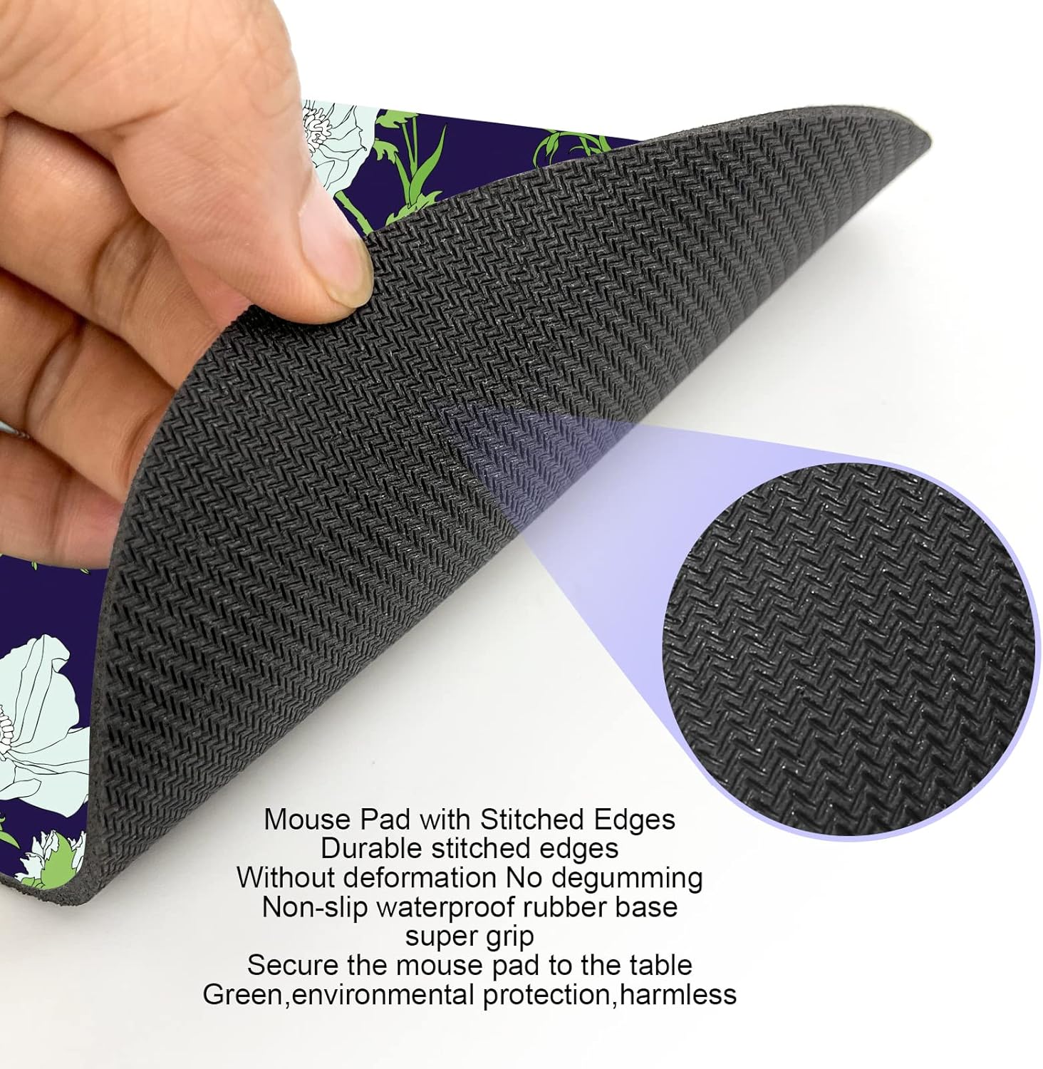 Detalle de Mouse Mat, Non-Slip Small Mouse Pad – Flowers Design (6x7x0.12 Inch), Mini Desk Pad for Travel and Home