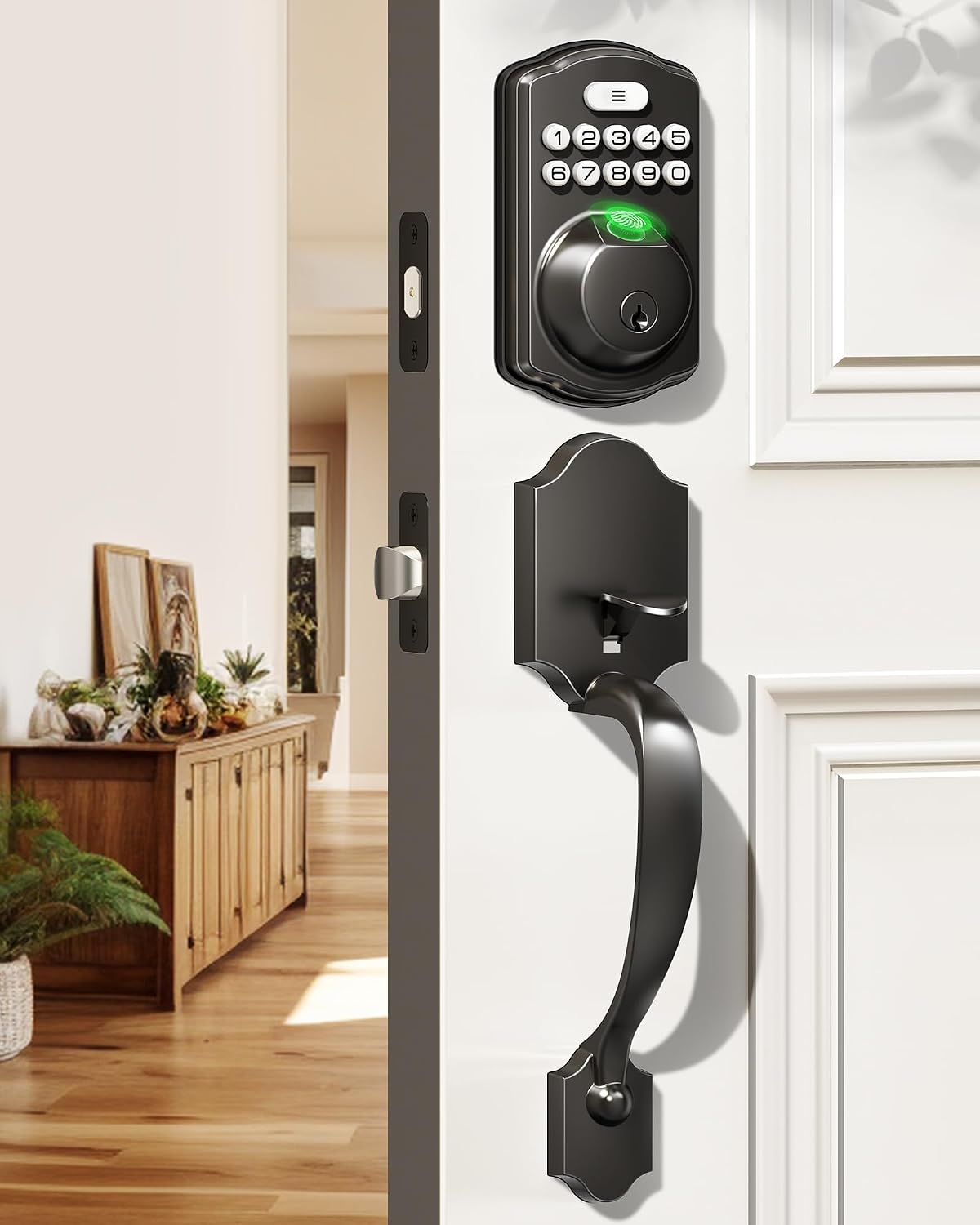 Detalle de Veise Fingerprint Deadbolt Lock, Matte Black
