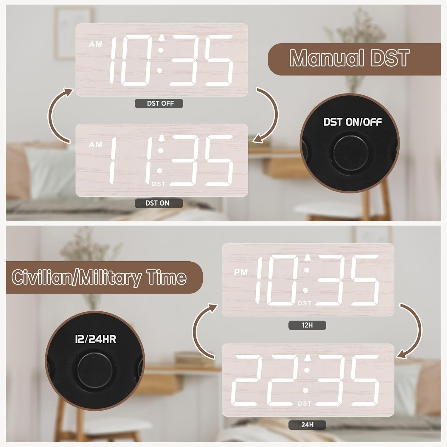 Thumbnail 4 de DreamSky Wooden Digital Alarm Clock