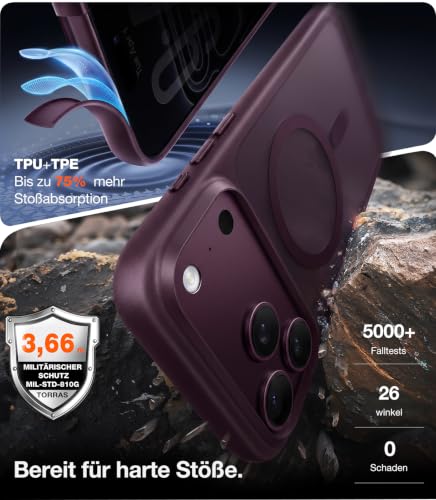 Detalle de TORRAS Guardian-Mag für iPhone 18 Pro Max Hülle MagSafe Case, Burgunder