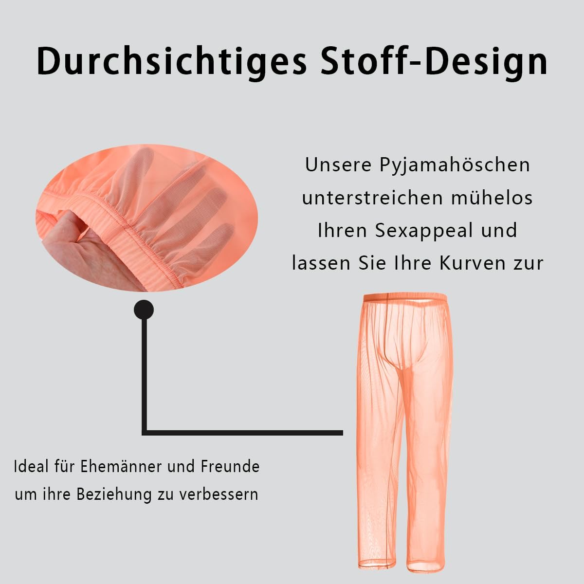 Detalle de YAHWULAI Herren Schlafanzughosen – Leichtes, hautfreundliches Nylon-Elastan-Gemisch
