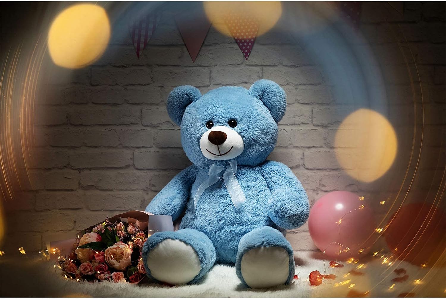 Thumbnail 1 de BEJOY Ours en Peluche Bleu Clair 90 cm – Grand Doudou câlin pour tous les âges