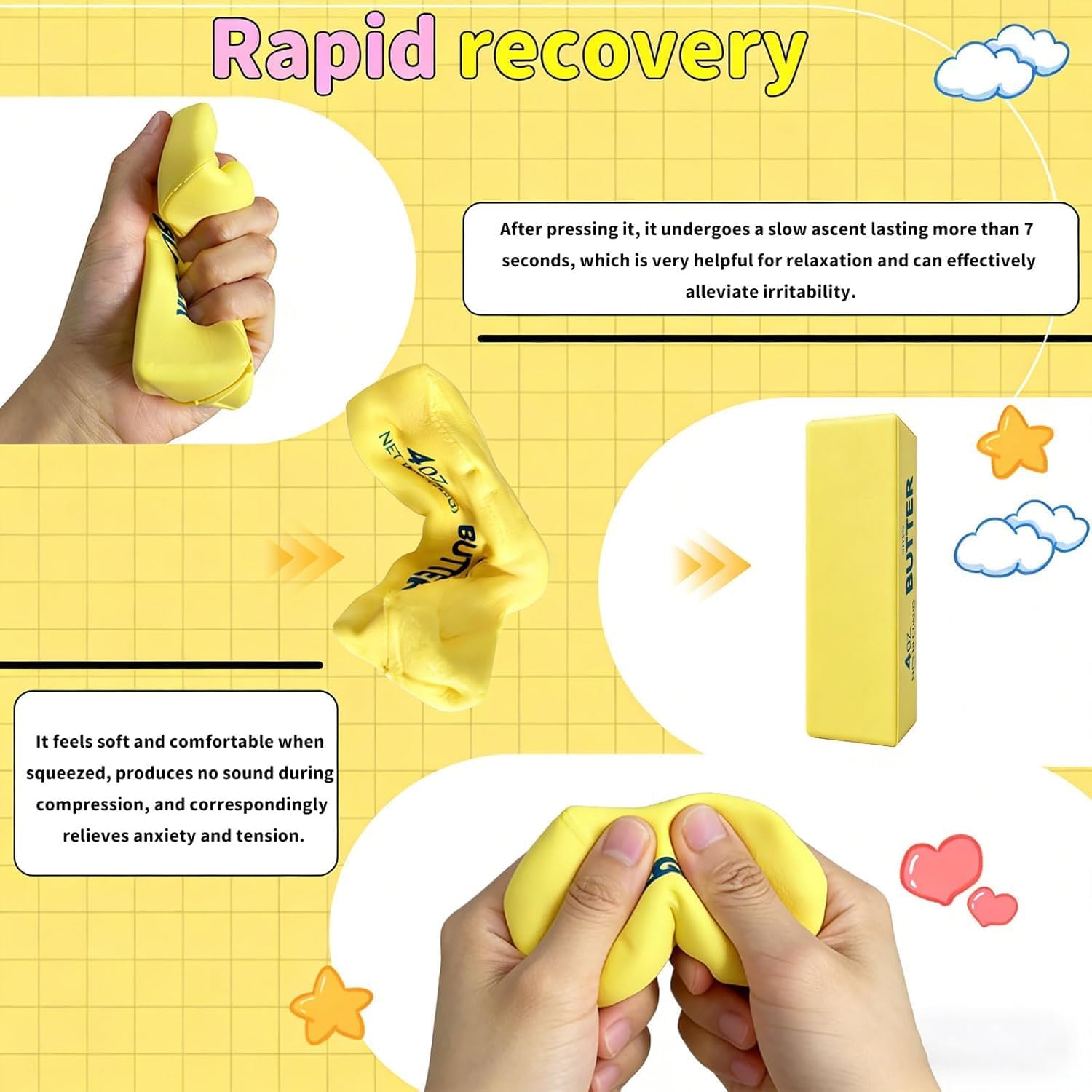 Thumbnail 4 de QHPOQU 2 Packs Slow Rising Squishy Butter Squeeze Toys