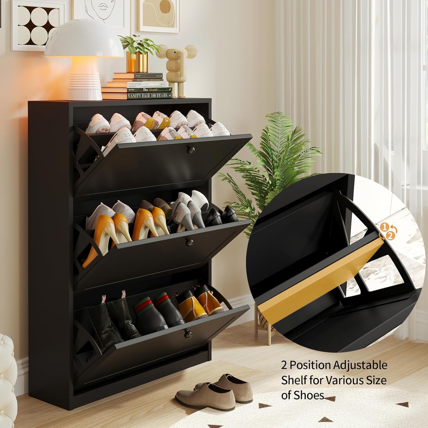 Detalle de VOWNER Zapatero 3 Puertas 80x24x116 cm