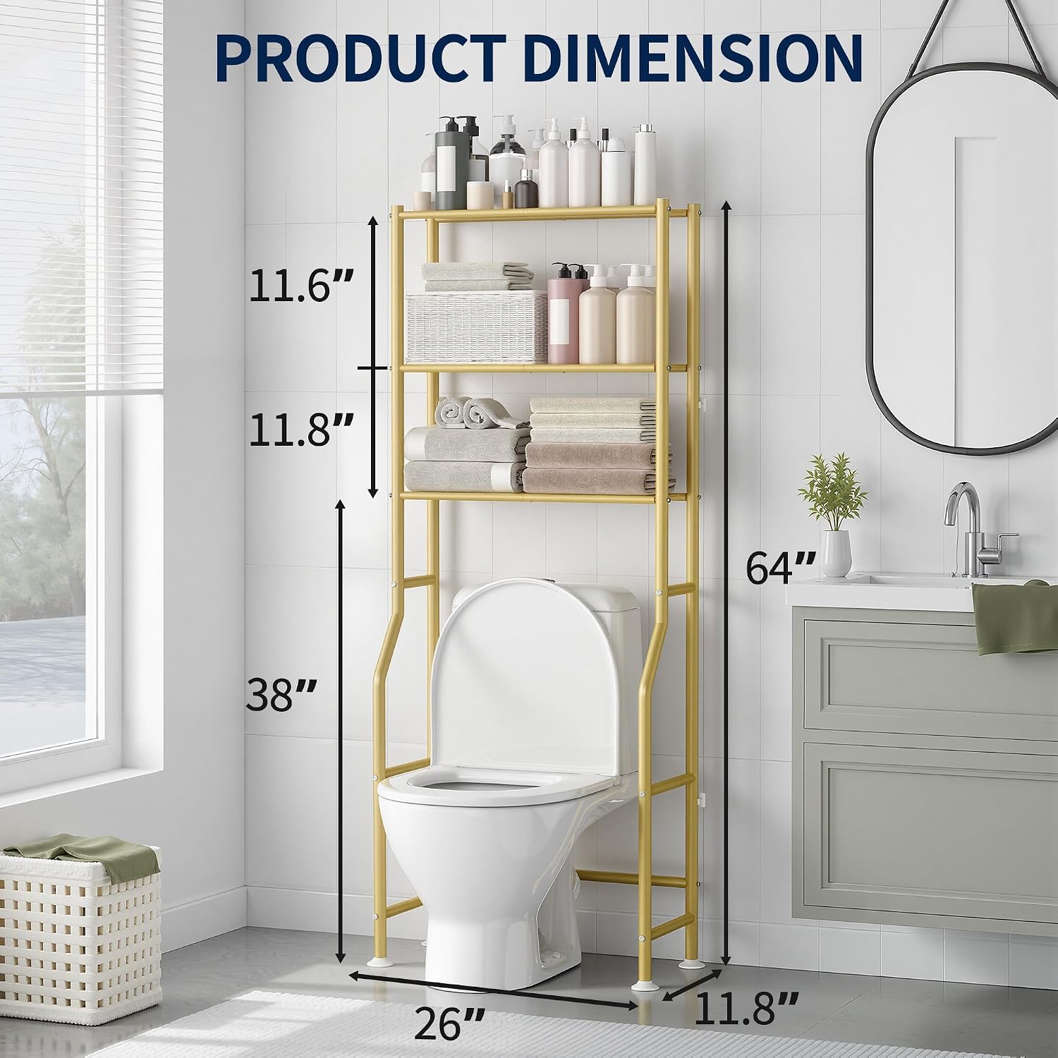 Detalle de GloTika Over-Toilet Storage Rack, 3-Tier