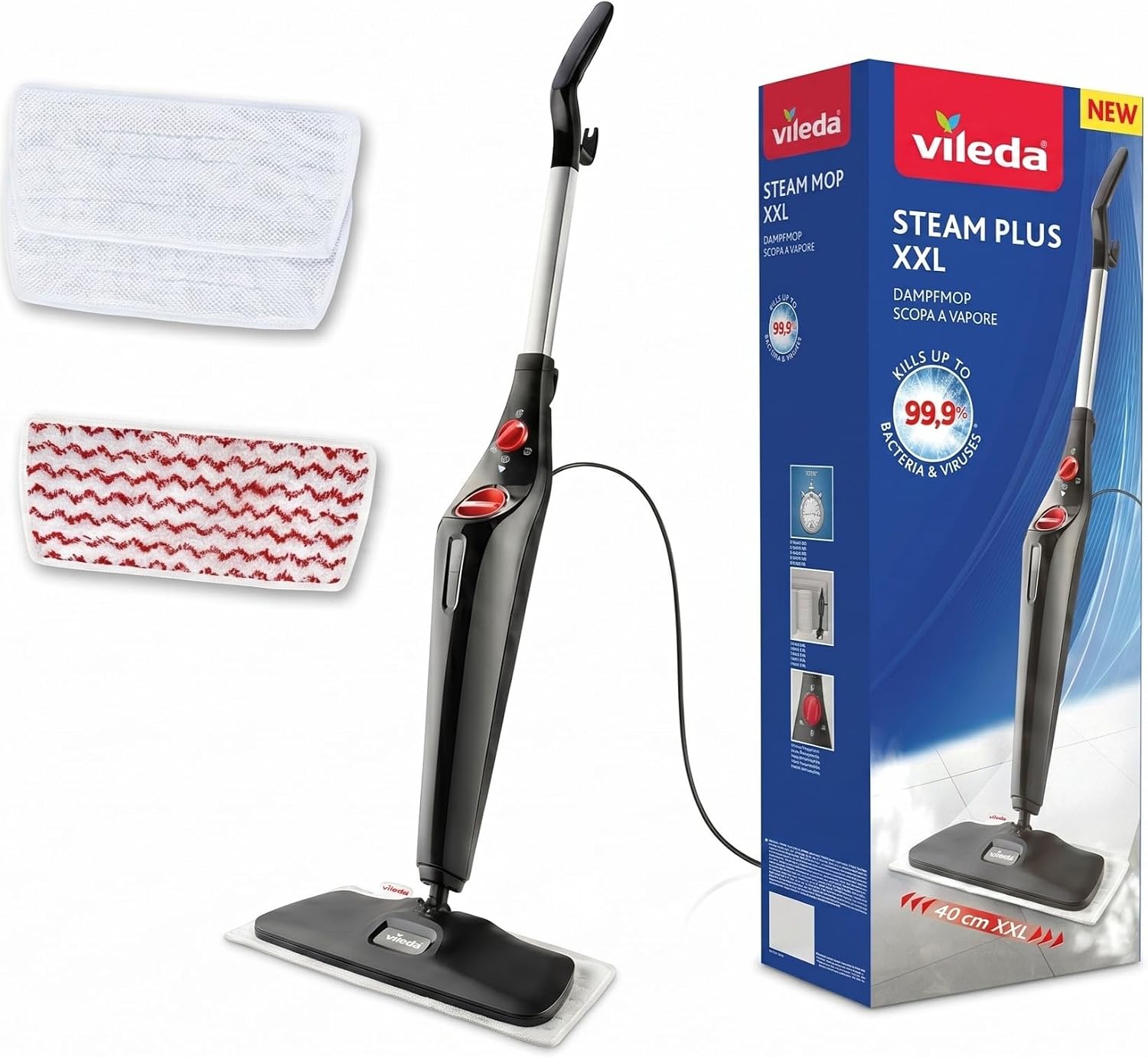 Detalle de Vileda Steam Plus XXL Dampfreiniger – hygienische Bodenreinigung ohneChemie für große Flächen