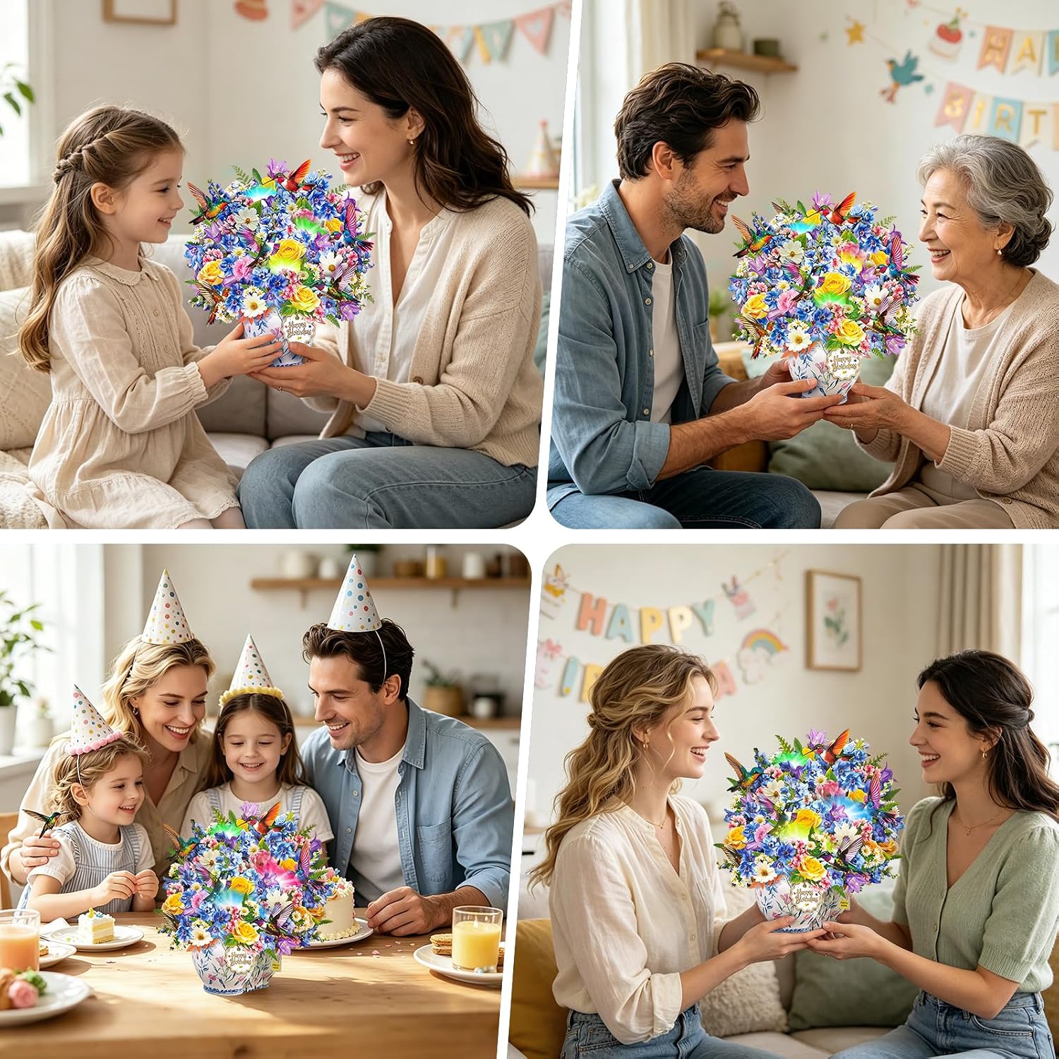 Thumbnail 6 de Pop Up Birthday Cards for Women: 10.5-Inch Flower Bouquet with Music & Lights