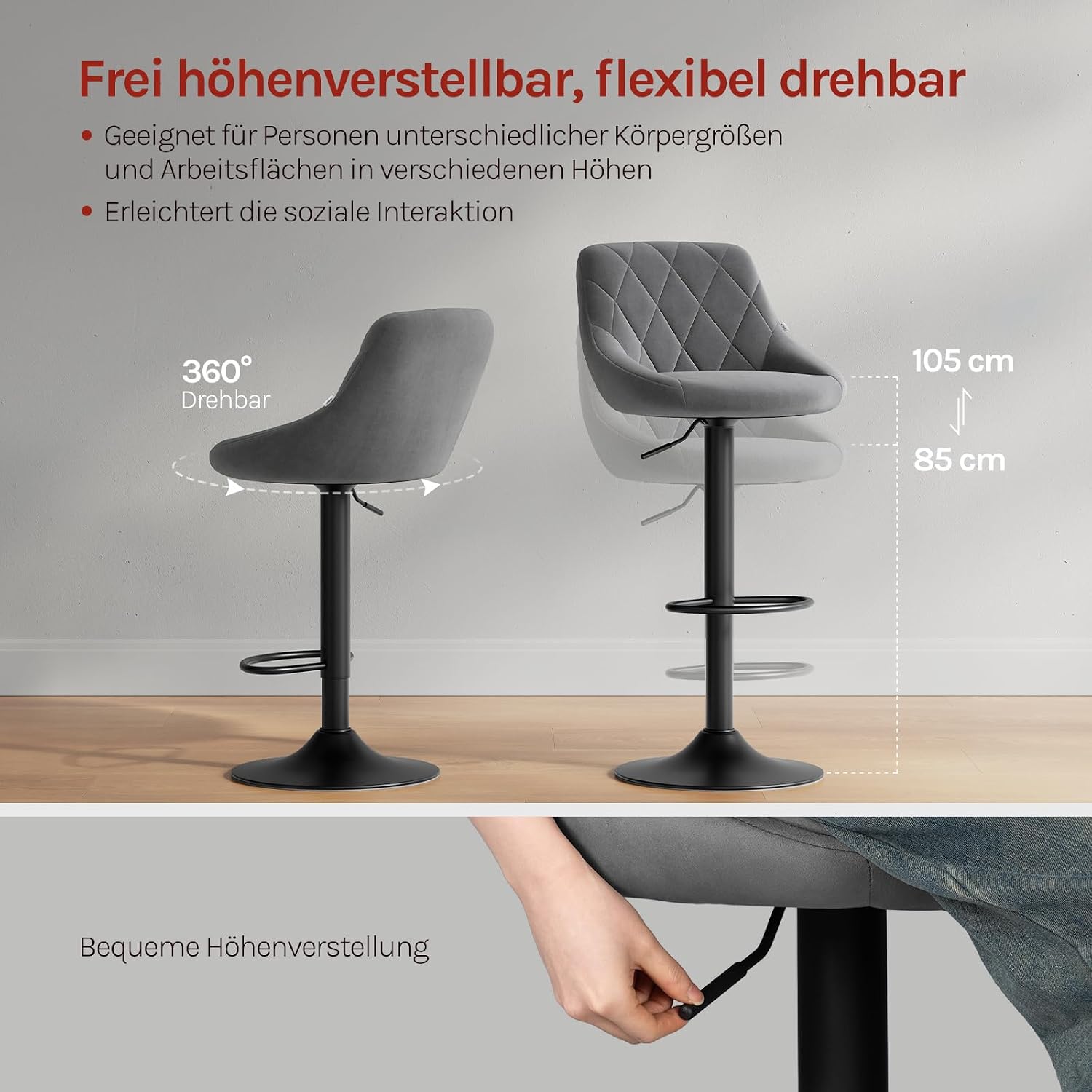 Thumbnail 6 de WOLTU Barhocker 2er Set mit Lehne