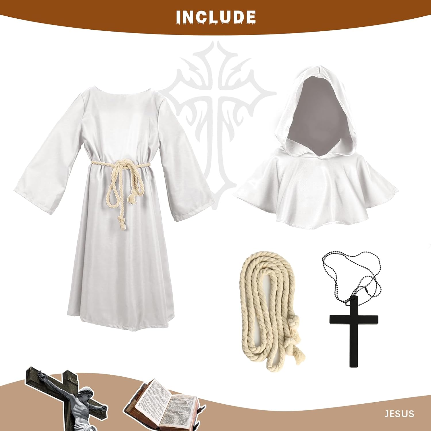 Detalle de VZQI ZQ124US3 Kids’ Medieval Monk Robe Costume with Hooded Shawl