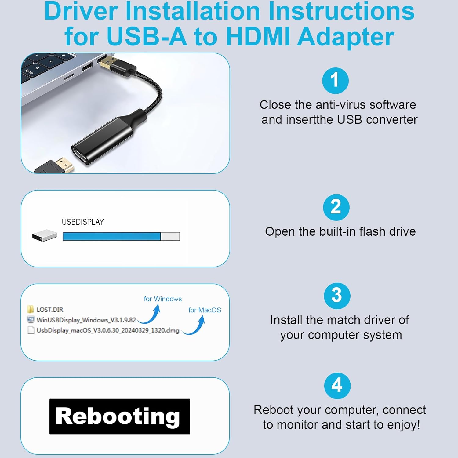Thumbnail 5 de Herfair USB to HD Adapter for Monitor — USB 3.0/2.0 to 1080p HDMI Output