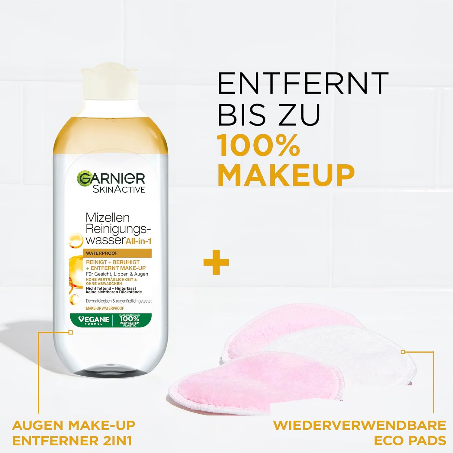 Detalle 2 de Garnier Mizellen Reinigungswasser All-in-1 Waterproof Set (3er Pack) – zum Entfernen wasserfesten Make-ups