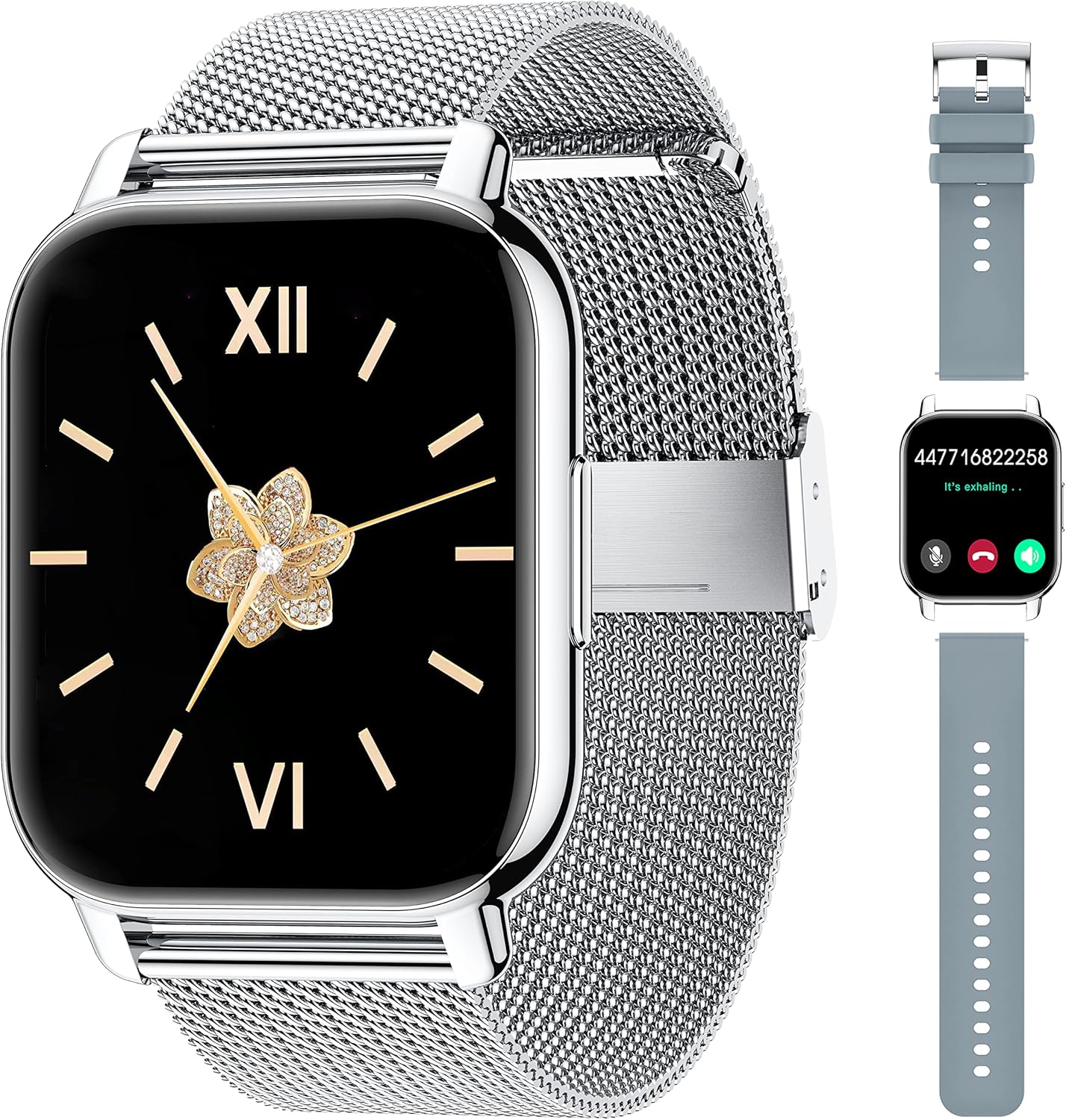 Popglory Smart Watch for Women & Men: Call Support, 1.85" Split Screen & 100+ Sports