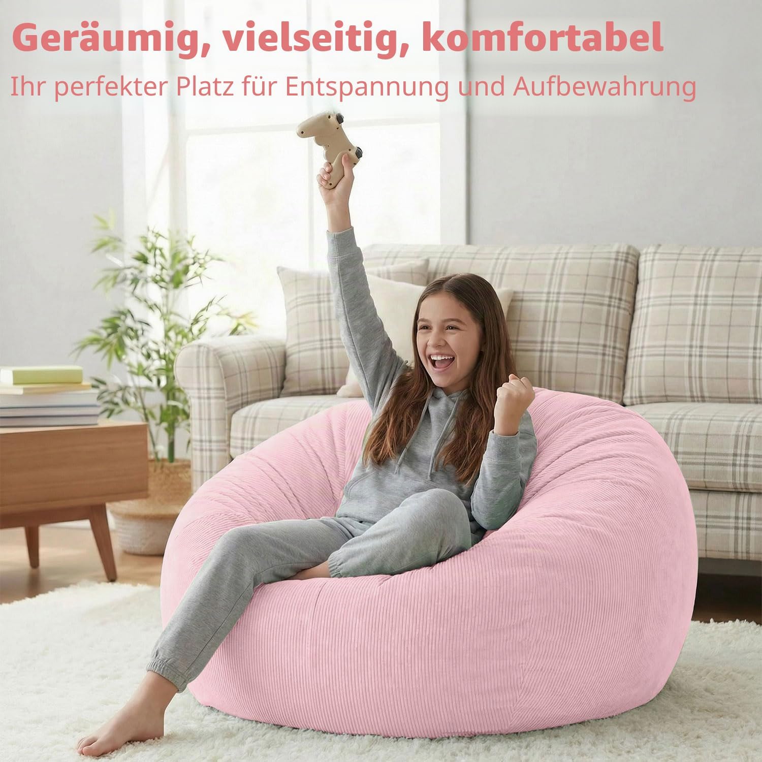 Detalle de Nobildonna Sitzsackstuhl für Kinder und Erwachsene (nur Bezug) aus Premium-Kordsamt, 110 x 89 cm