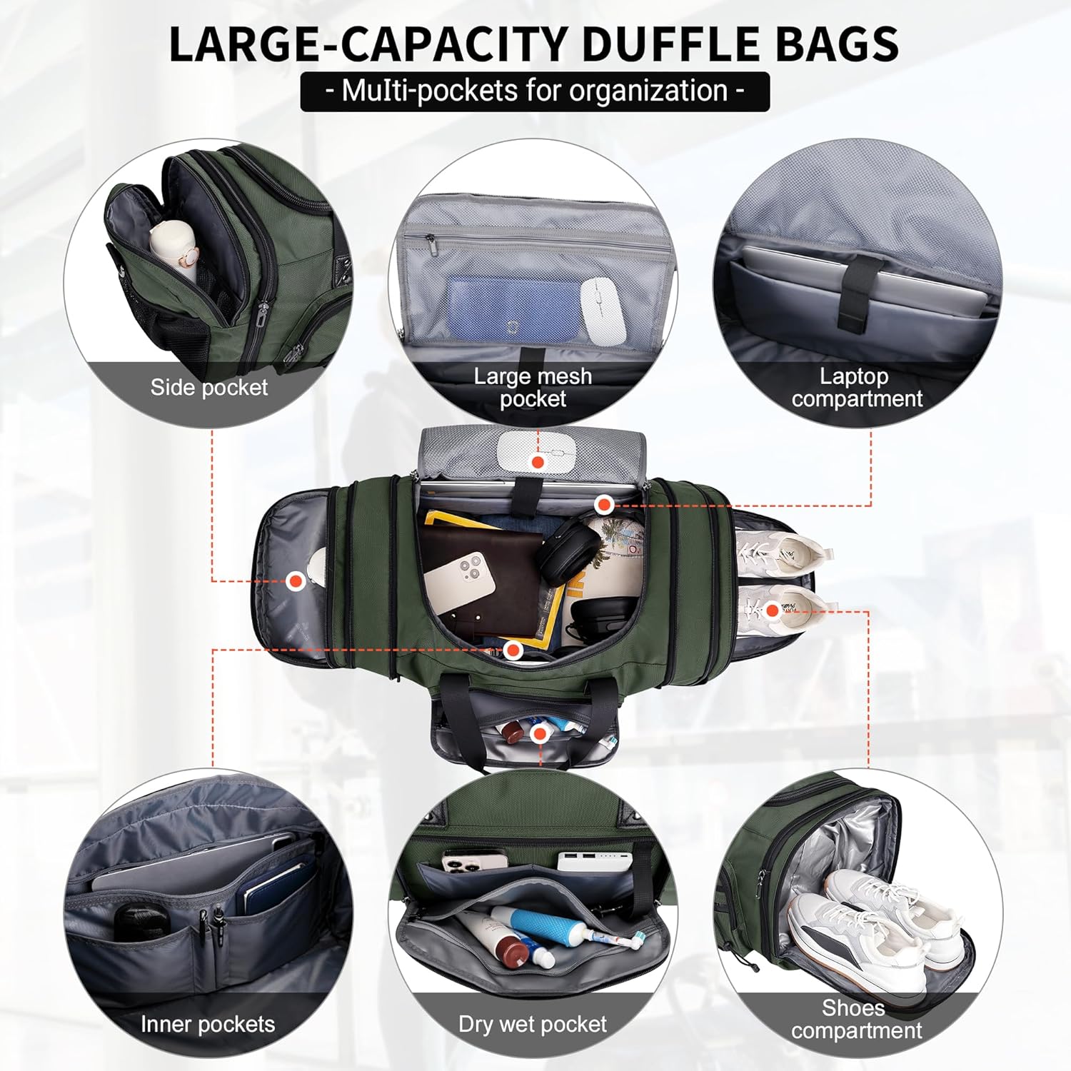 Thumbnail 3 de WITZMAN Duffle Bag for Men Nylon Large