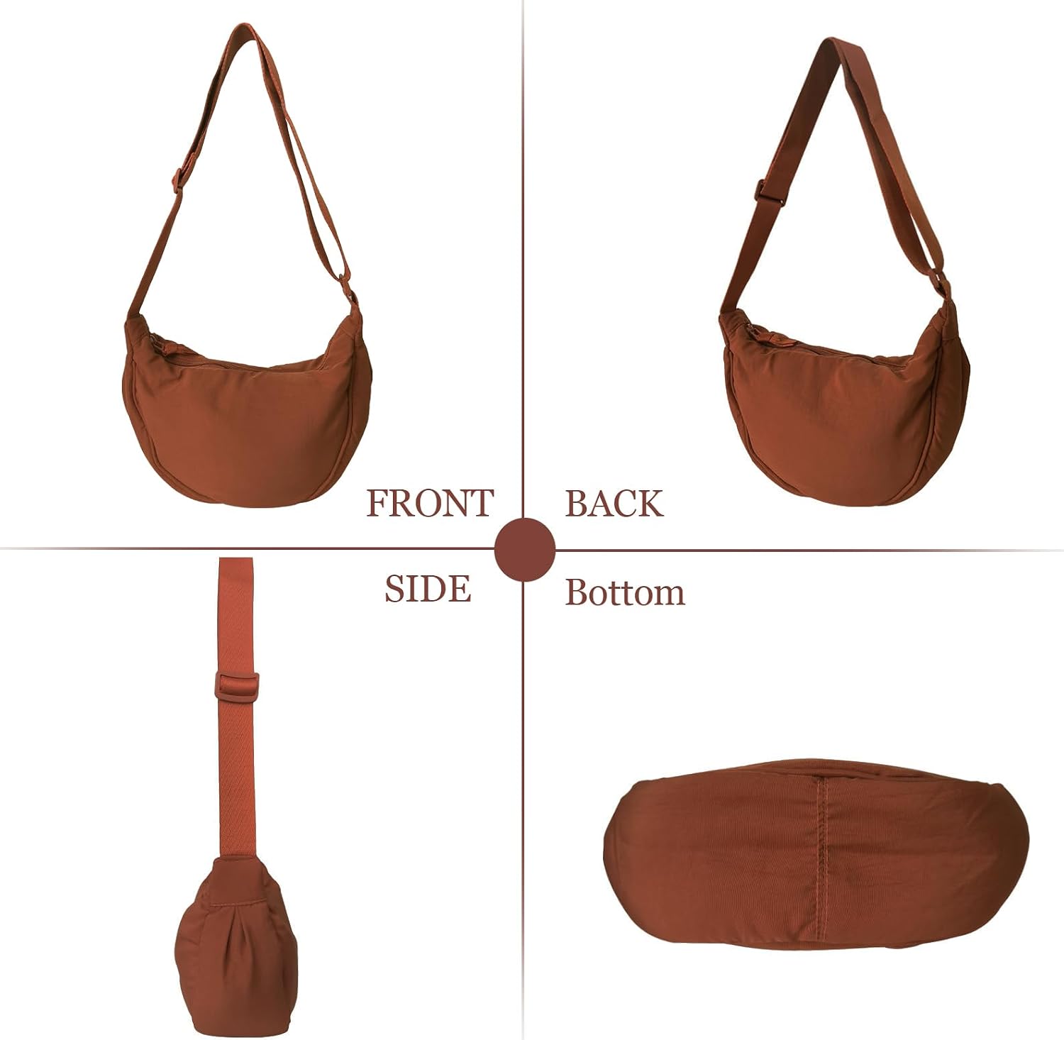 Detalle de LOCCY Crescent Bag for Women: Nylon Dumpling Crossbody with Adjustable Strap