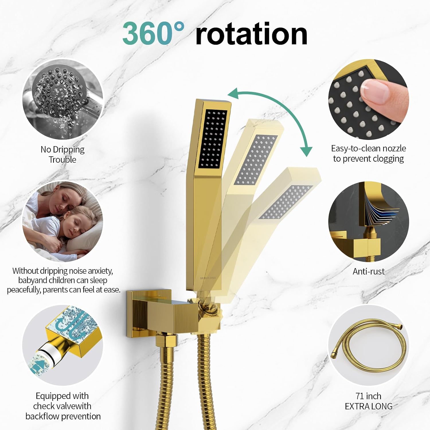 Detalle 2 de SR SUN RISE 12 Inch Rain Mixer Shower Combo