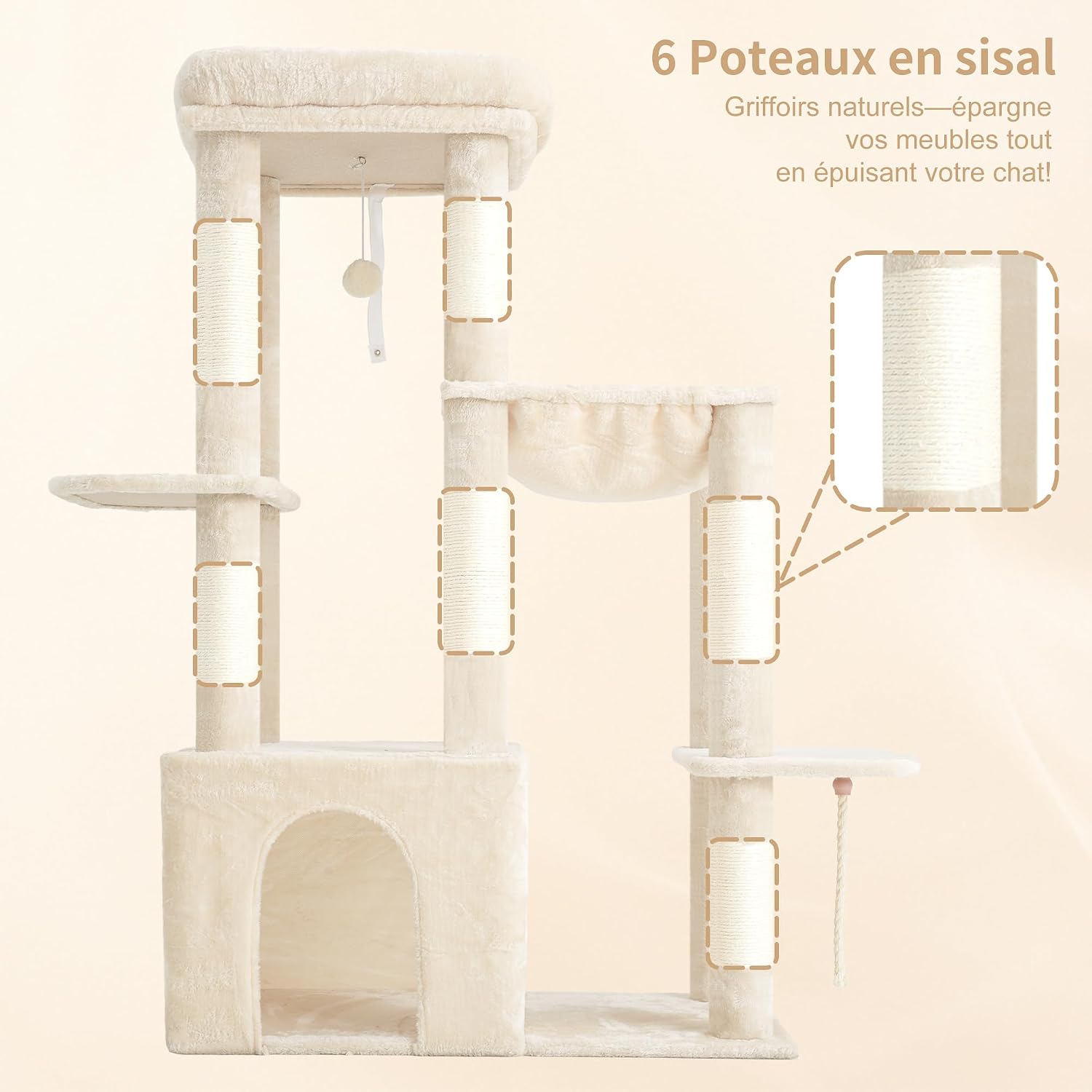 Thumbnail 5 de Heybly Arbre à Chat 120cm pour chats adultes
