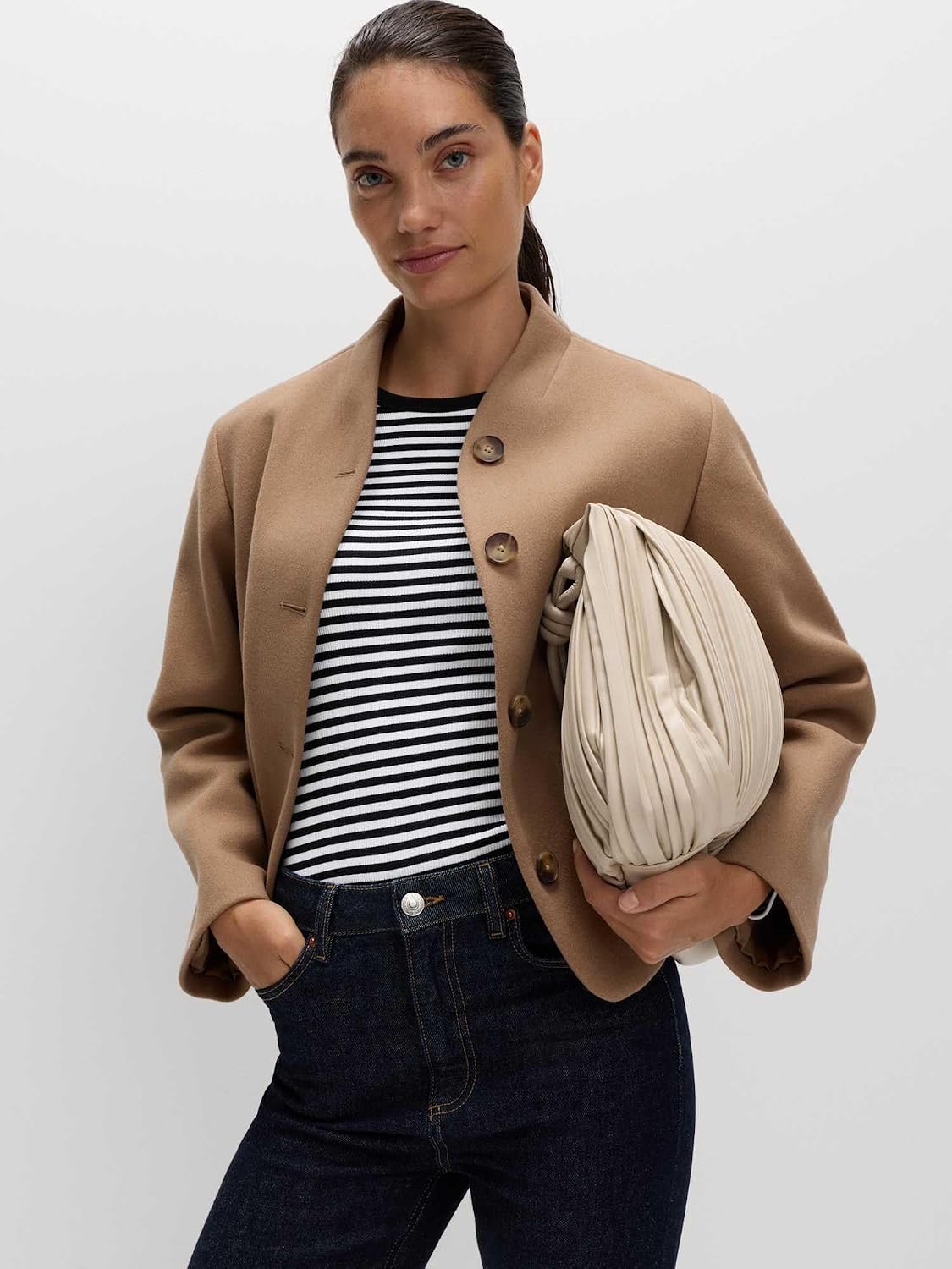 Detalle 2 de Marks & Spencer geribde damestop, slim fit met stretch en hoog katoenaandeel