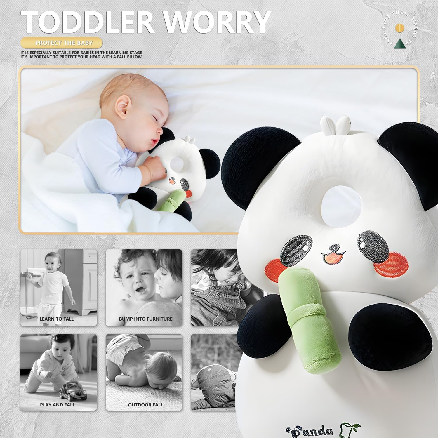 Detalle 2 de Bambebe Panda Head Protection Pillow for Toddlers (4–24 Months)