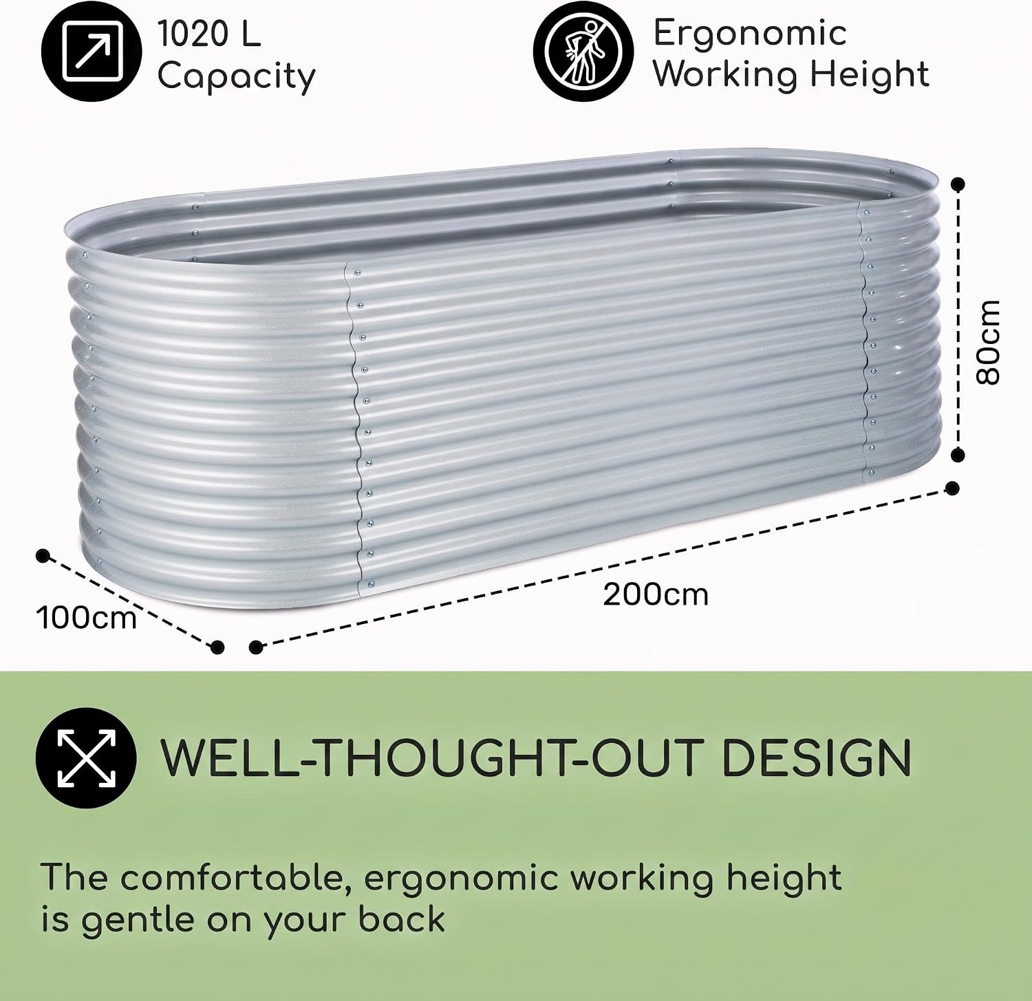 Detalle 2 de Blumfeldt High Grow GDMB4-High-Grow-200S Raised Bed, 1257L Steel Planter