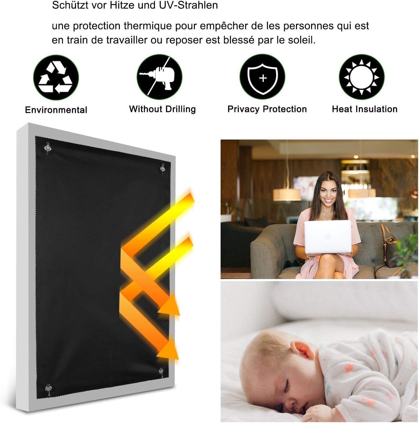 Thumbnail 3 de johgee Dachfenster-Rollo Thermo Sonnenschutz mit Silberbeschichtung (32×76 cm, ohne Bohren)