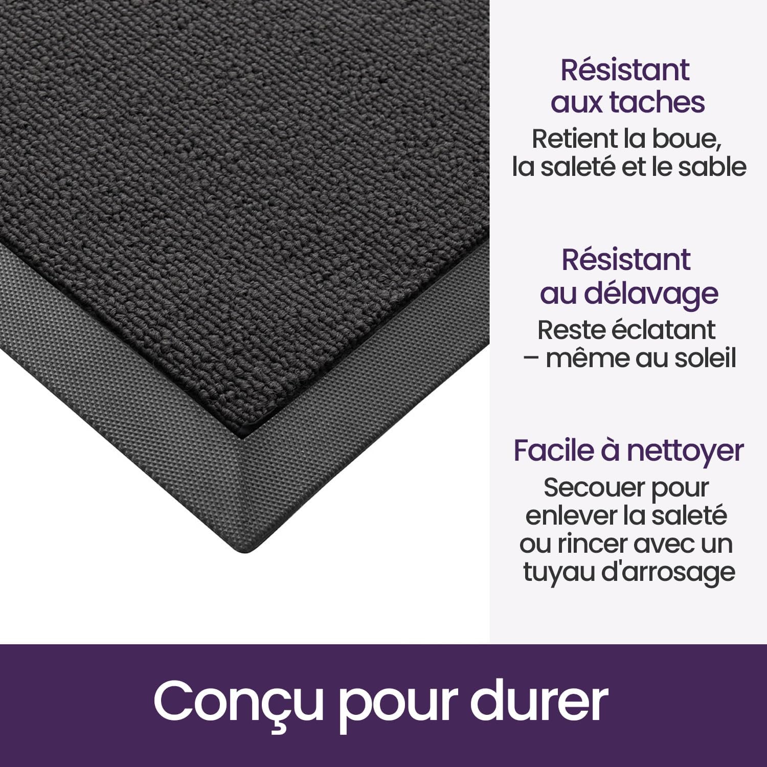 Thumbnail 2 de DEXI Paillasson d’extérieur pour entrée 80 x 120 cm antidérapant, lavable, profil bas – gris