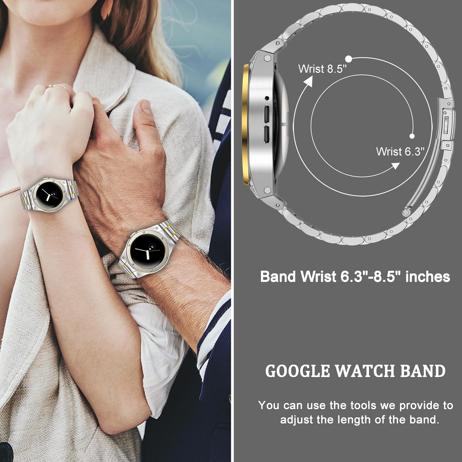 Thumbnail 4 de SUPLINK Stainless Steel Case and Bands for Google Pixel Watch 3 (45mm) – Rugged, Adjustable Metal Strap