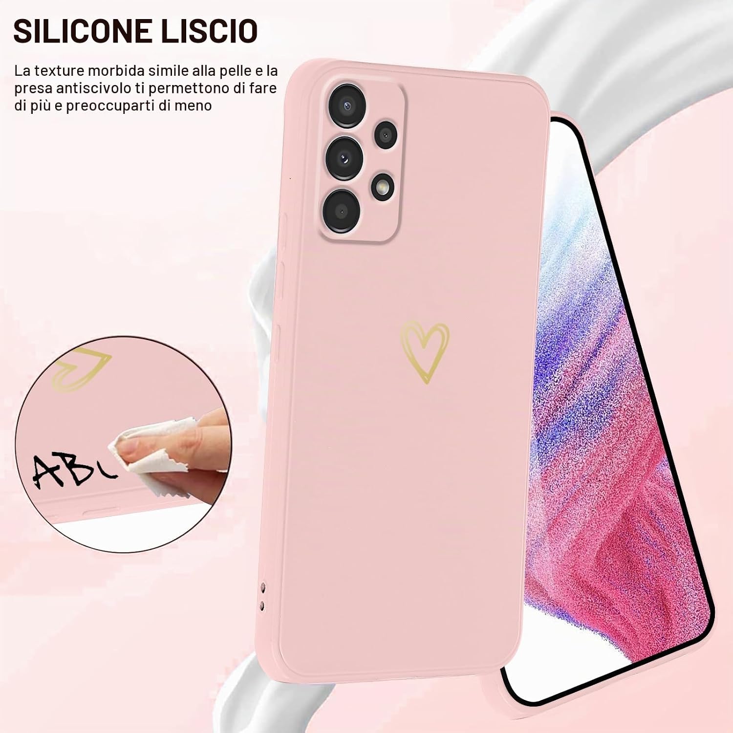 Thumbnail 1 de Oelrstfe Cover per Samsung Galaxy A53 5G con Cordino: custodia morbida, design a cuore e ciondolo regolabile
