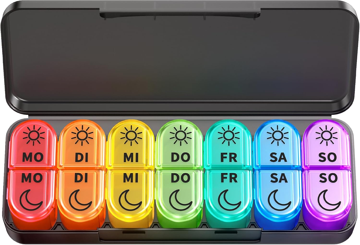 Detalle de Doruimi Tablettenbox 7 Tage 2 Fächer Schwarz