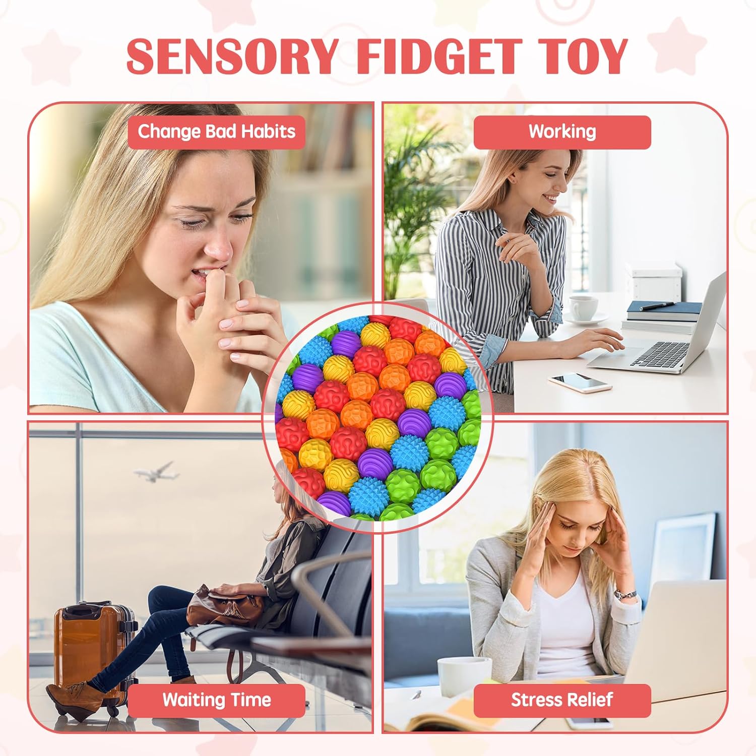 Thumbnail 6 de Magnetic Balls Fidget Toys (6 pcs) – Silicone-coated magnetic stress relief balls for adults, teens & desk use