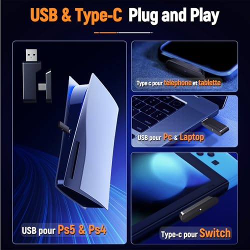 Thumbnail 5 de Ozeino Casque Gaming Sans Fil: liberté, confort et son immersif pour PC, PS5/PS4 et mobile