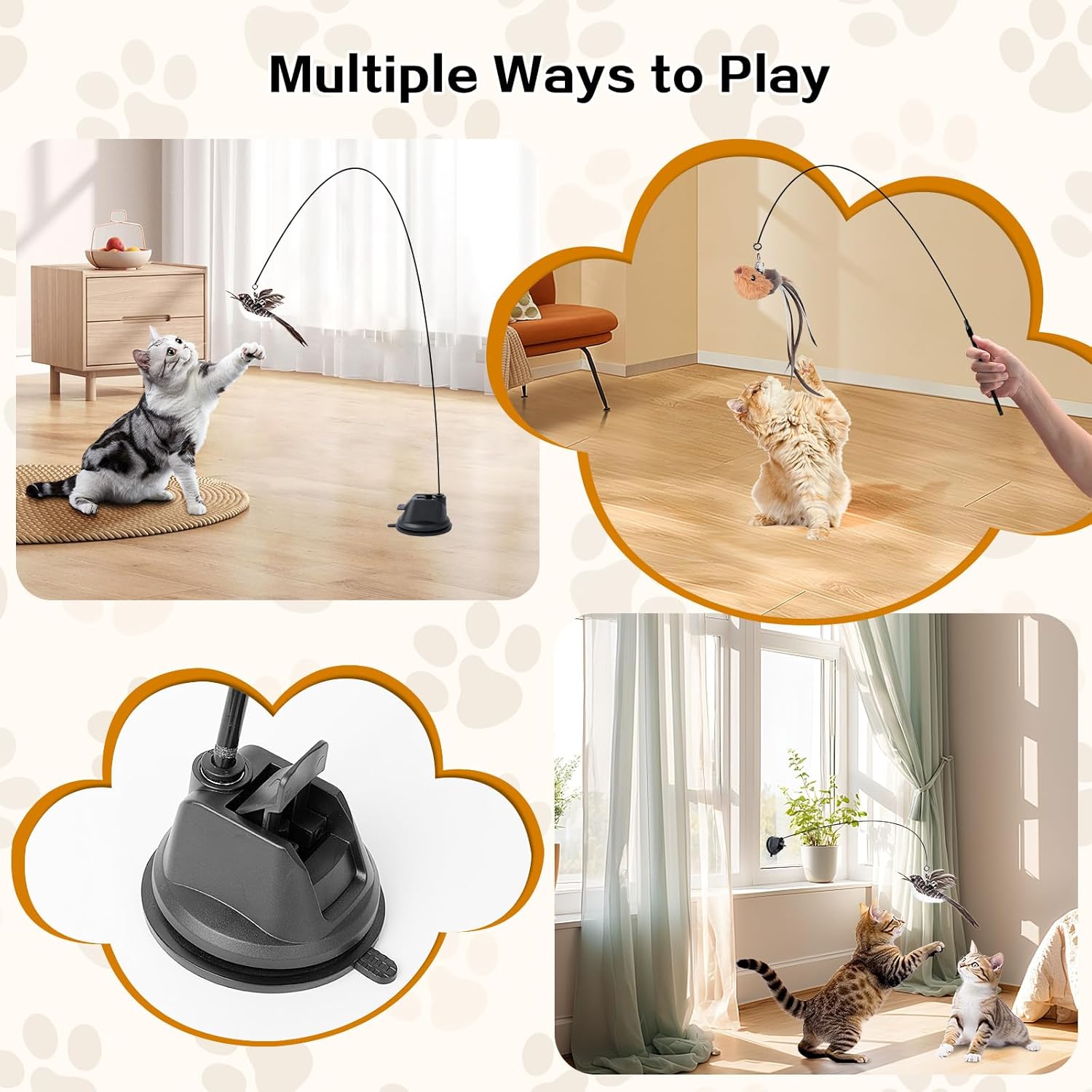 Thumbnail 5 de AiQInu set de jouets chat interactifs (4 pièces) avec canne à pêche et ventouse