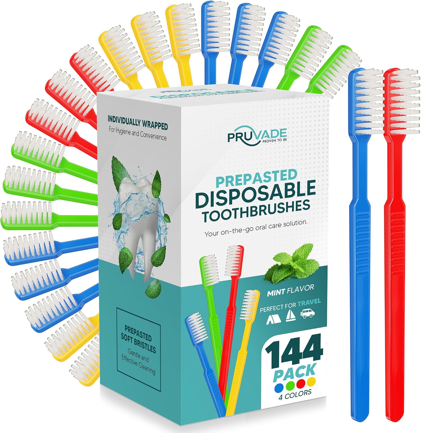 Detalle de Pruvade Disposable Toothbrushes 144 Pack