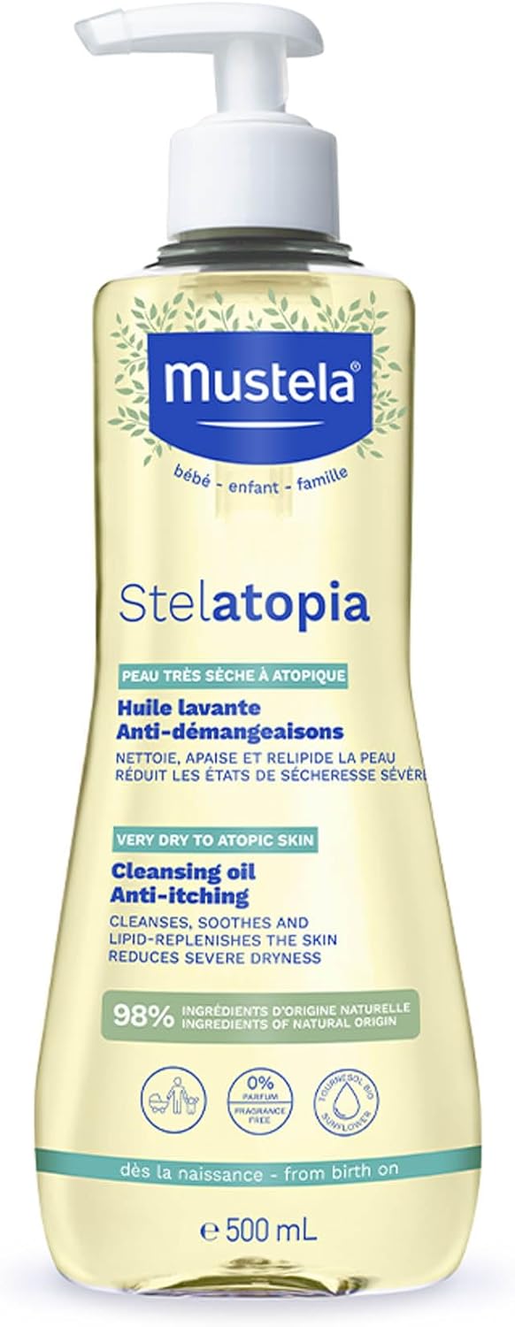 Detalle de Mustela Stelatopia Olio Bagno: detergente quotidiano per pelle con tendenza atopica e dermatite atopica