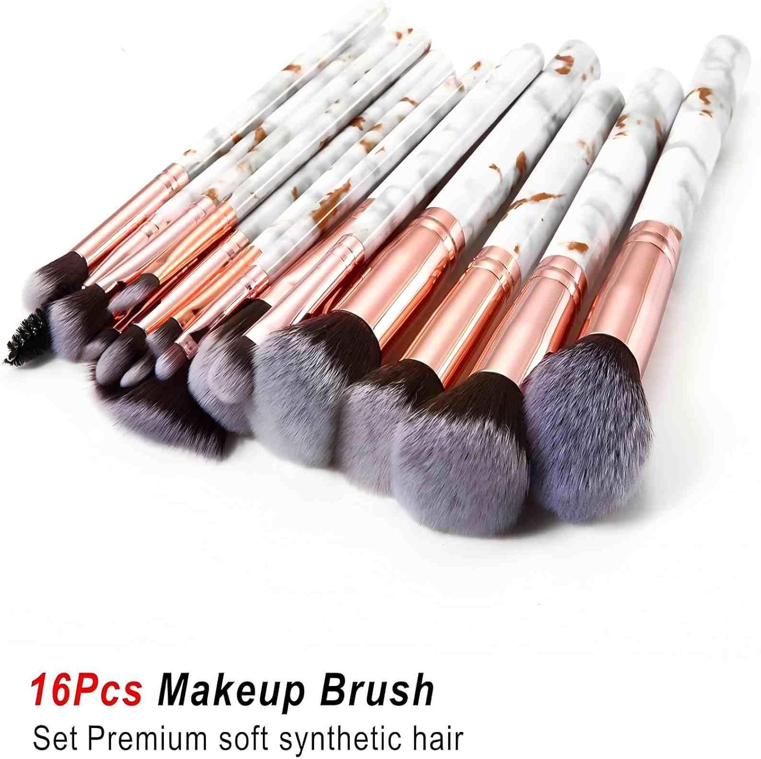 Detalle de Pinceaux Maquillages DUAIU 16 PCS – Ensemble marbre premium en fibres synthétiques