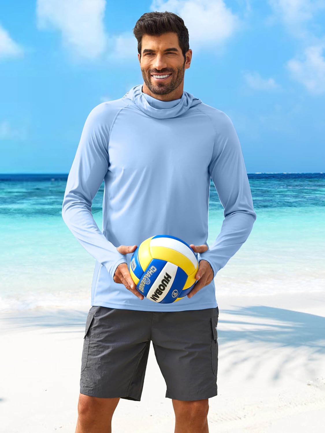 Thumbnail 5 de PINSPARK Men’s Sun Protection Hoodie with Mask (UPF 50+ UV) Long Sleeve Rash Guard Shirt