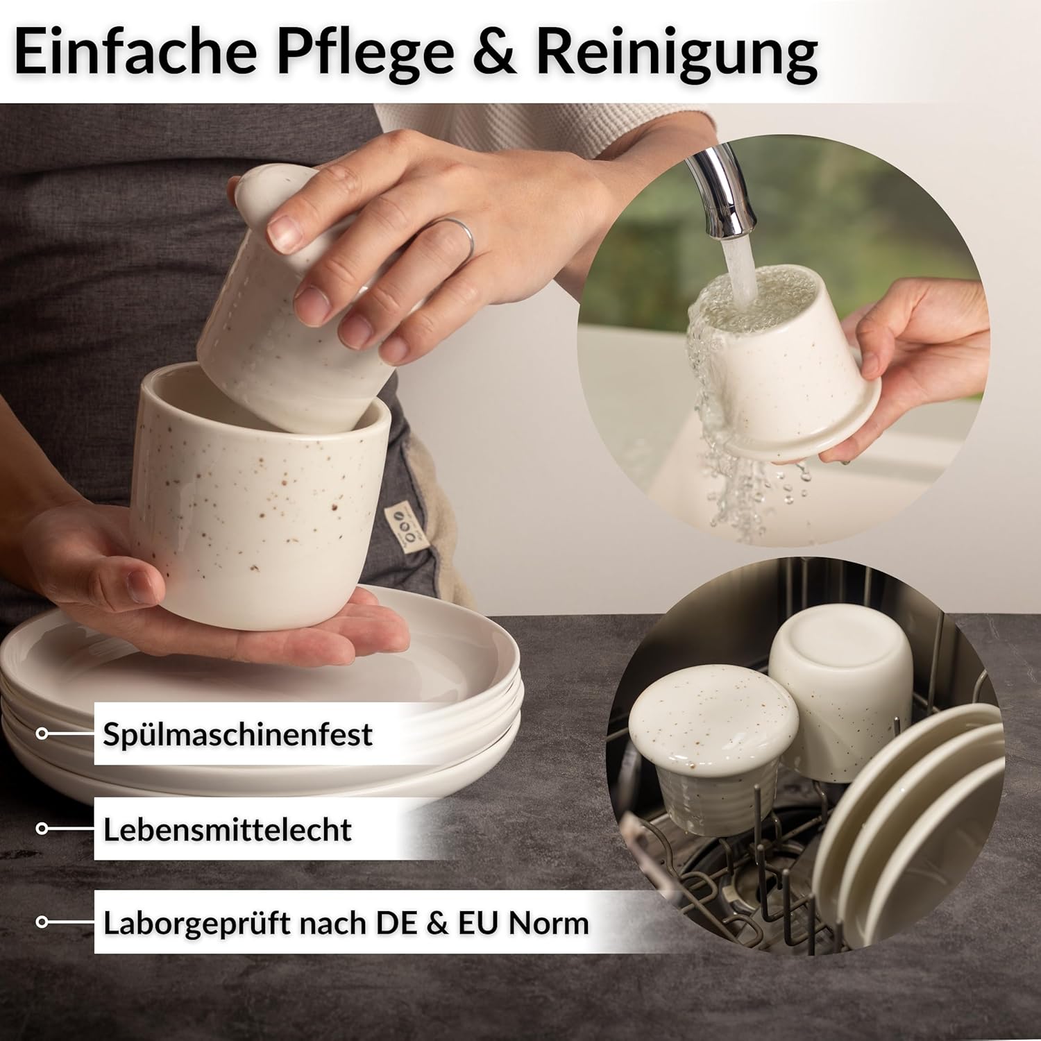 Detalle de DEKAZIA Französische Butterdose wassergekühlt (Butterglocke) für 250 g – Keramik mit Wasserrahmen
